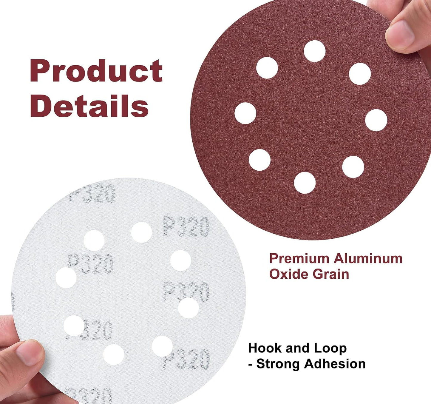 S SATC 150 PCS Sanding Discs 5-Inch 8-Hole Hook and Loop 320 Grit Sandpaper for Random Orbital Sander