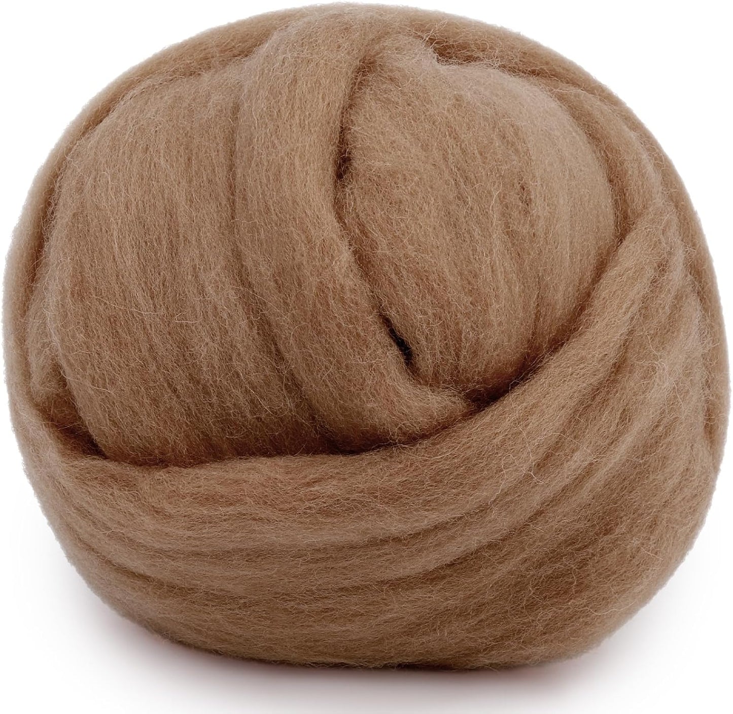 Mayboos Wool Roving Yarn, 1.76oz Colored Natural Wool Roving,Wool Felting Supplies Pure Wool Chunky Yarn for Wet Felting handcrafts and Spinning (Bright Brown Color)