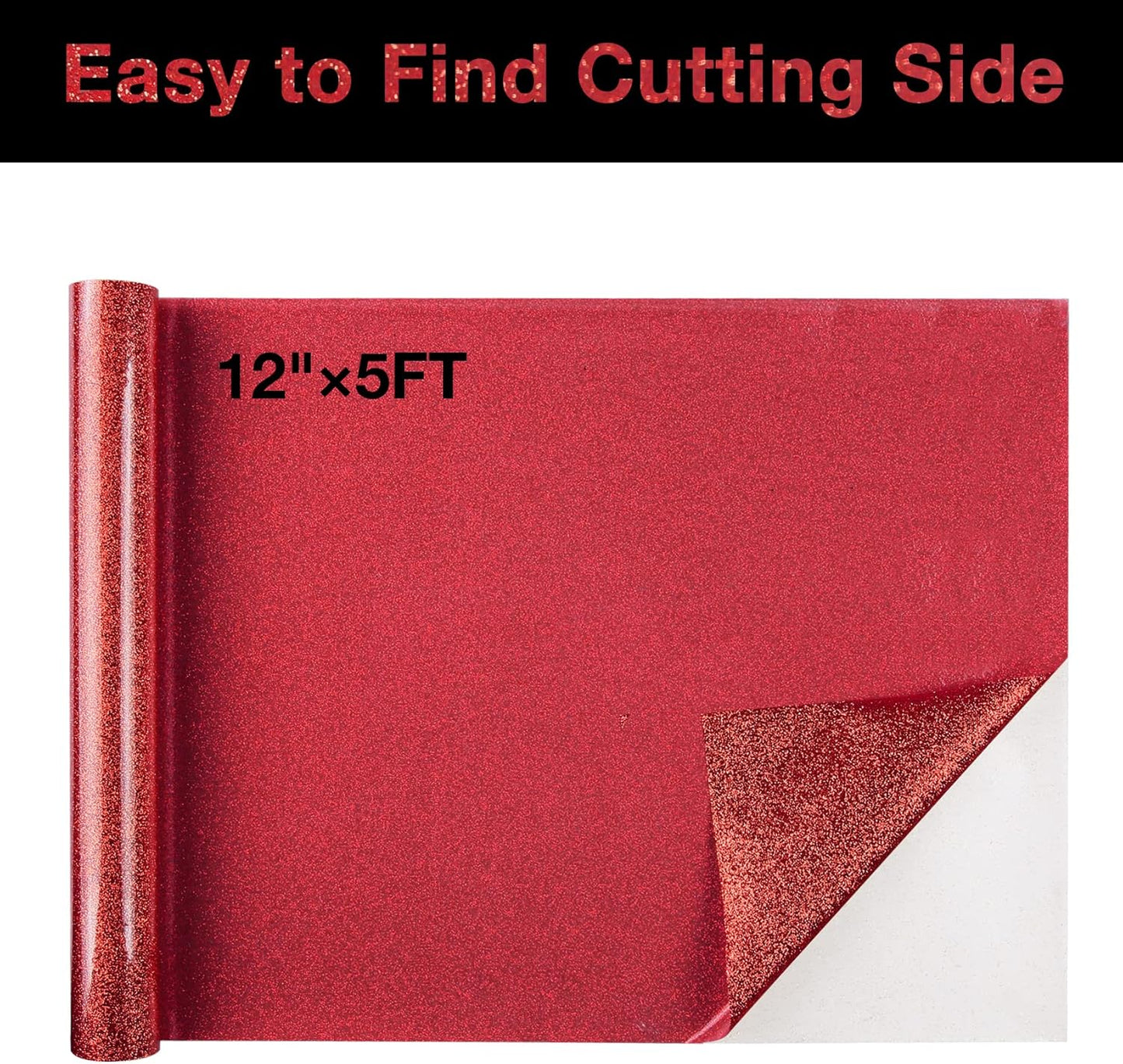 TORC Red Christmas Glitter HTV Heat Transfer Vinyl Roll 12 inch x 10 ft Iron on Vinyl for T Shirts Crafts