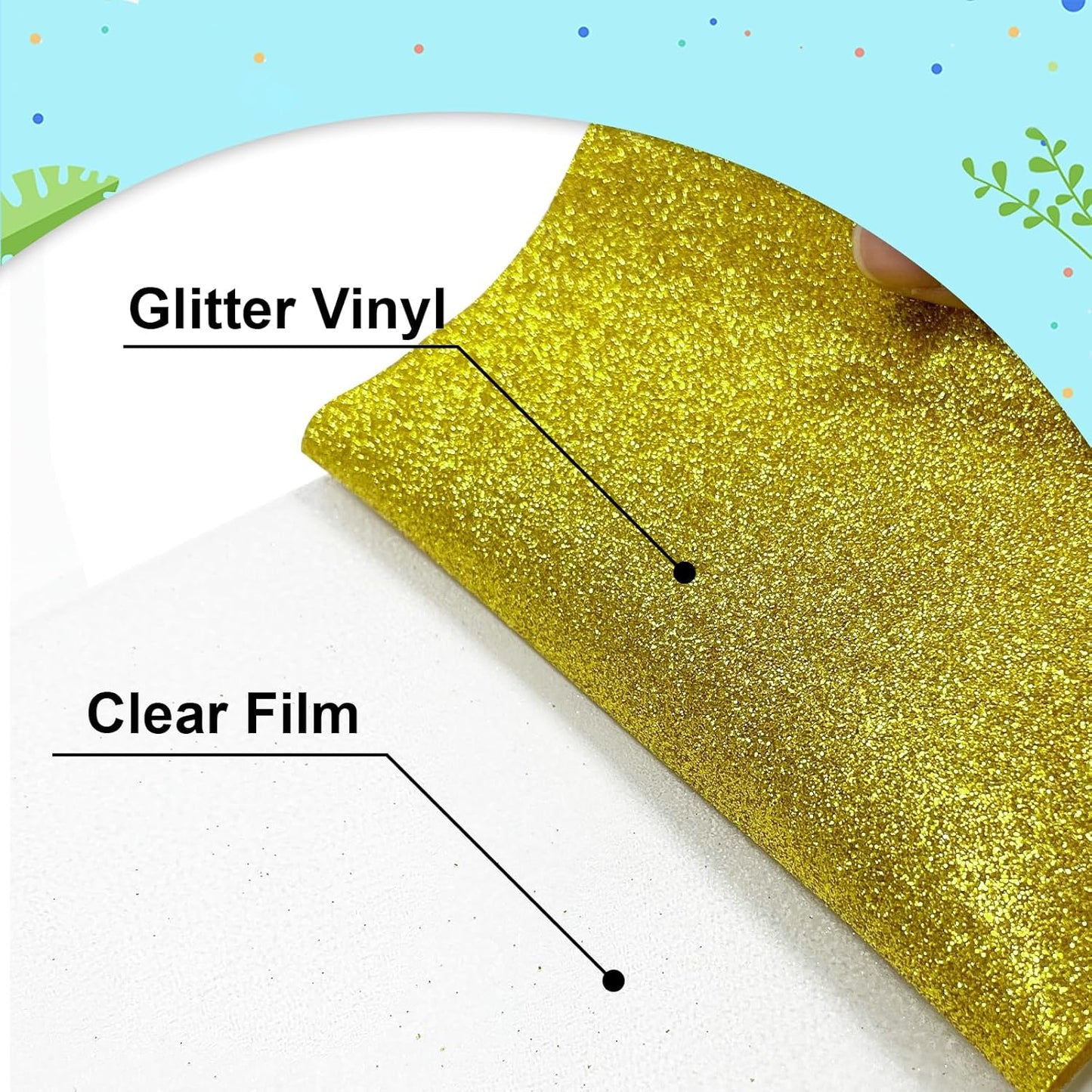 Gold Glitter Heat Transfer Vinyl 12Inch*6FT Glitter Iron on Vinyl for T Shirts Easy to Cut and Weed Compatible with All Cutter Machines HTV Vinyl Iron on for Cricut (Gold, 12Inch*6Ft)