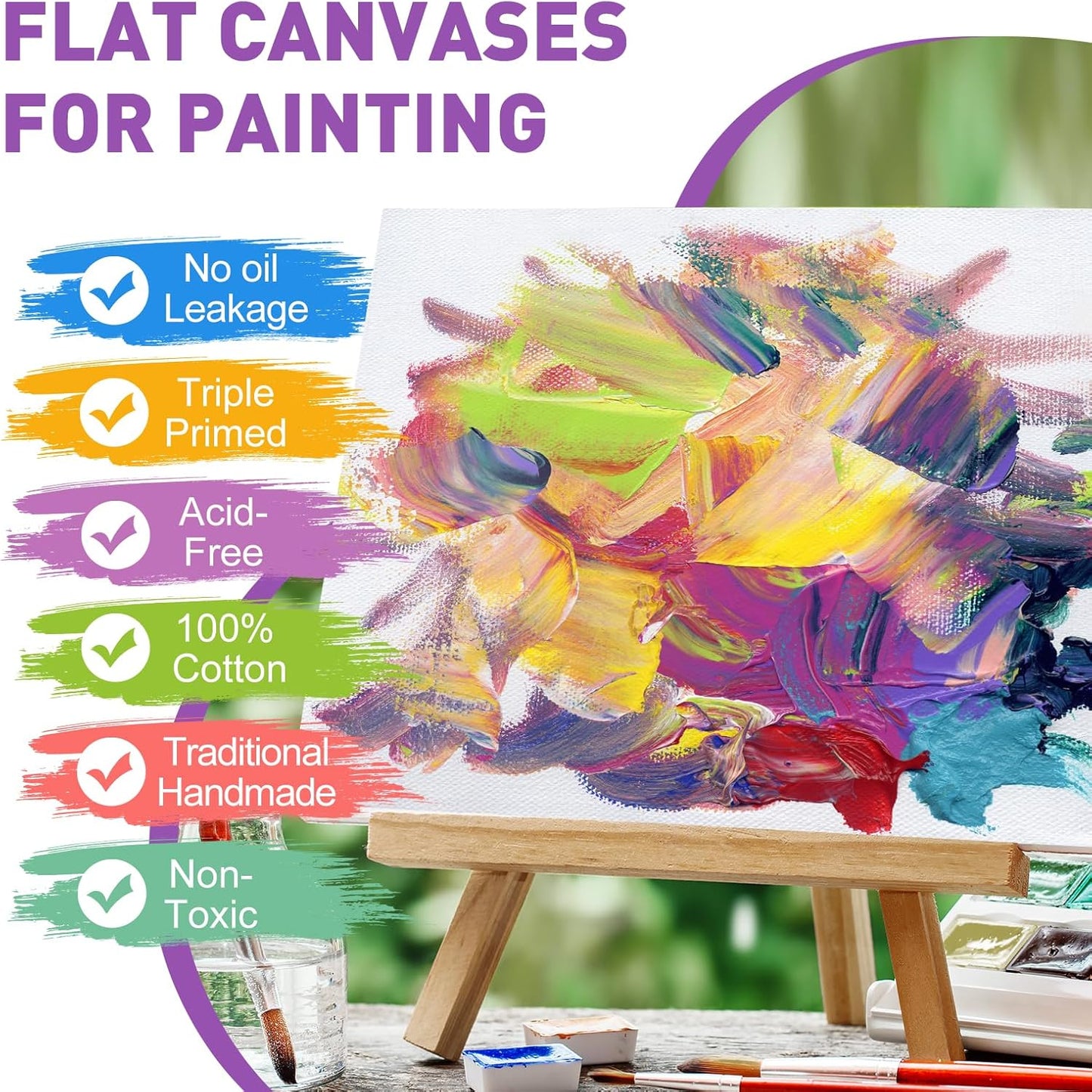 ESRICH Canvas Boards for Painting, 5 Pack 9x12 Canvases for Painting Cotton Primed Acid Free Blank Canvas Panels for Oil Paint, Watercolor, Acrylic Paint, Gouache and Tempera.