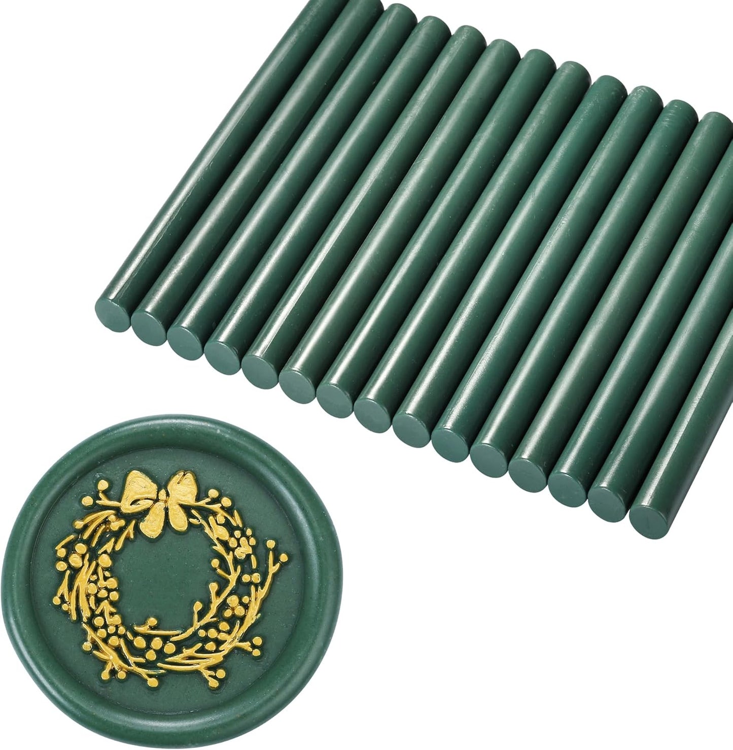 Yoption 15 Pieces Olive Green Glue Gun Sealing Wax Sticks for Wax Seal Stamp, Great for Wedding Invitations, Envelopes, Cards, Christmas Gift Ideas, Wine Packages (Olive Green)