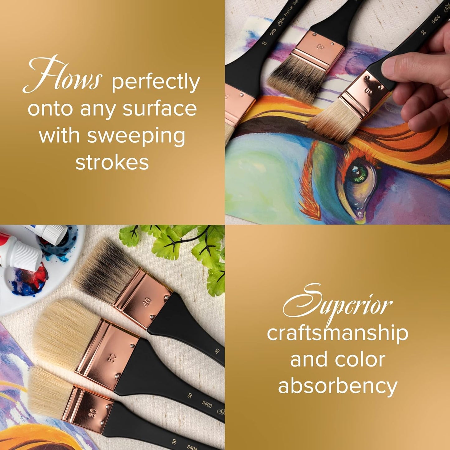 Silver Brush Limited 5403-60 Silver Atelier Oval Hog Bristle Mottler Brush, Size 60, Extra Long Handle