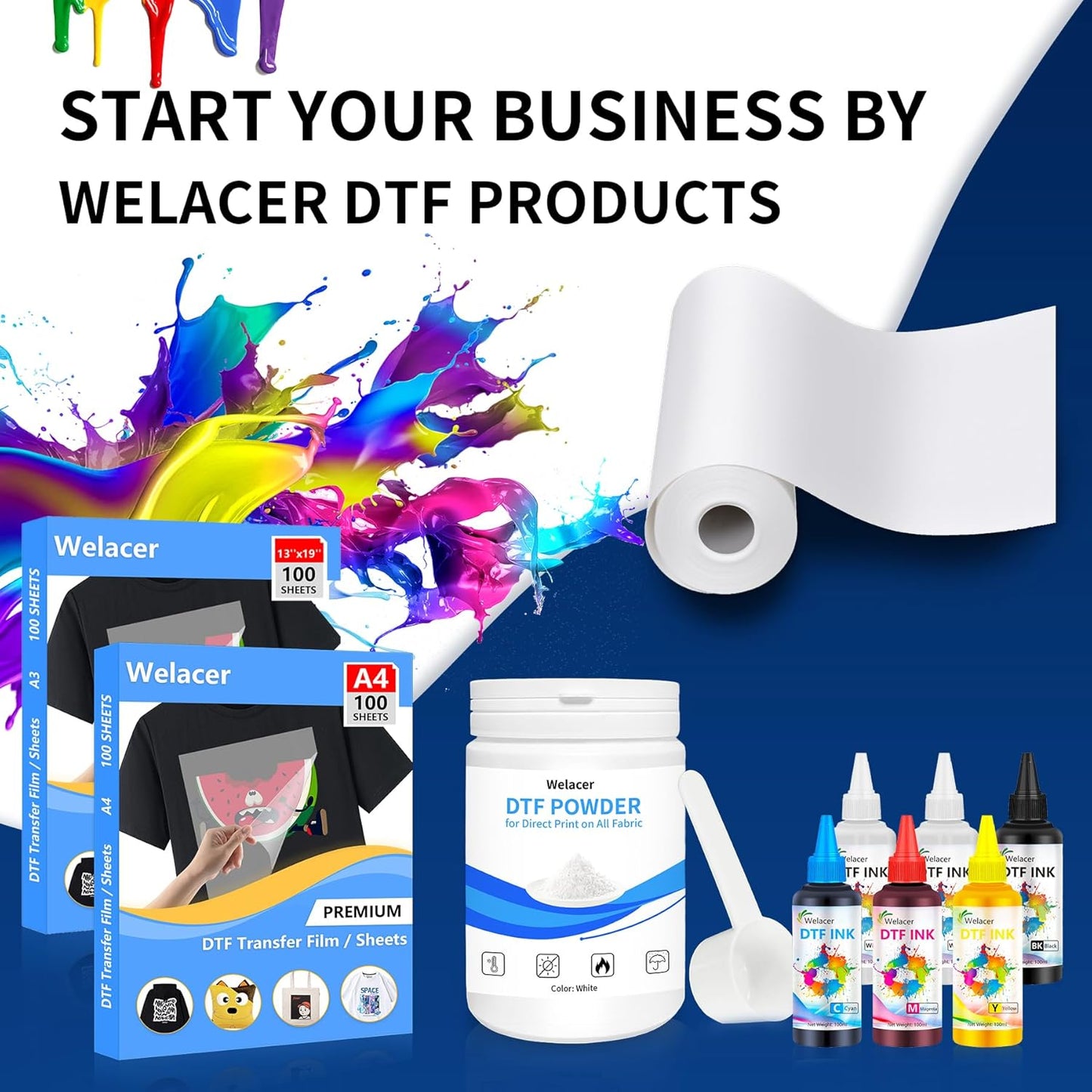 DTF Ink Black 500ml - Premium Heat Transfer Ink Conversion Kit Refill for I3200, XP600, R1390, L1800, ET2800 ET8500 R2400, L800, 1430, P400, P800, XP-15000 All DTF Printers,for DTF Film