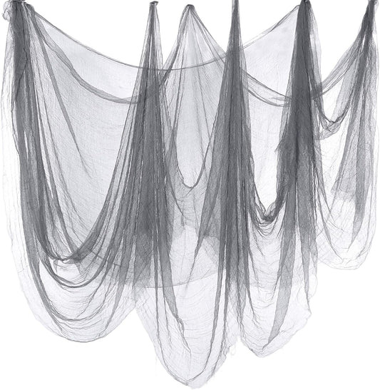 Boao Halloween Cheese cloth 70.87 x 196.85 Inch Gray Cheesecloth Roll for Crafts Large Cotton Muslin Gauze Fabric for Halloween Outdoor & Indoor Spooky Decoration