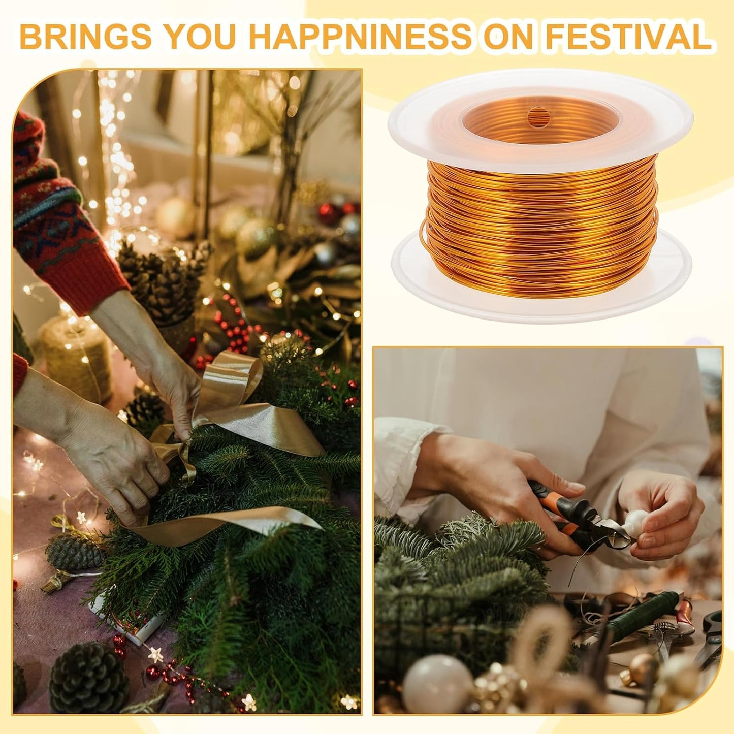 uxcell 20 Gauge / 0.8mm Anodized Aluminum Wire for Jewelry Craft Making, 102 Feet Bendable Flexible Wire for DIY Home Decor Gardening Sculpture, Gold