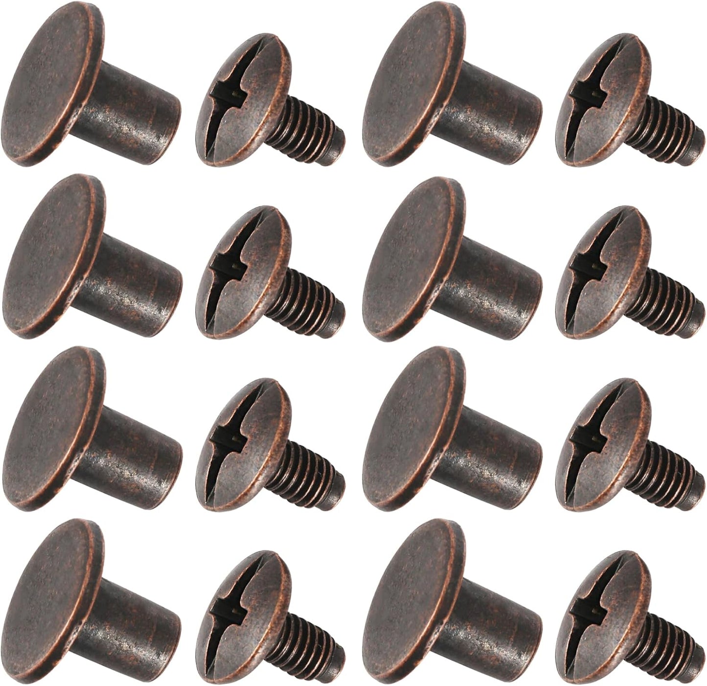 YORANYO 150 Sets 8MM Chicago Screws Leather Rivets for Fabric Chicago Binding Screws Buttons Metal Studs Rivets for Decorate and Repair Belts Bags Shoes Purse Dog Collar Leather Craft (Copper)