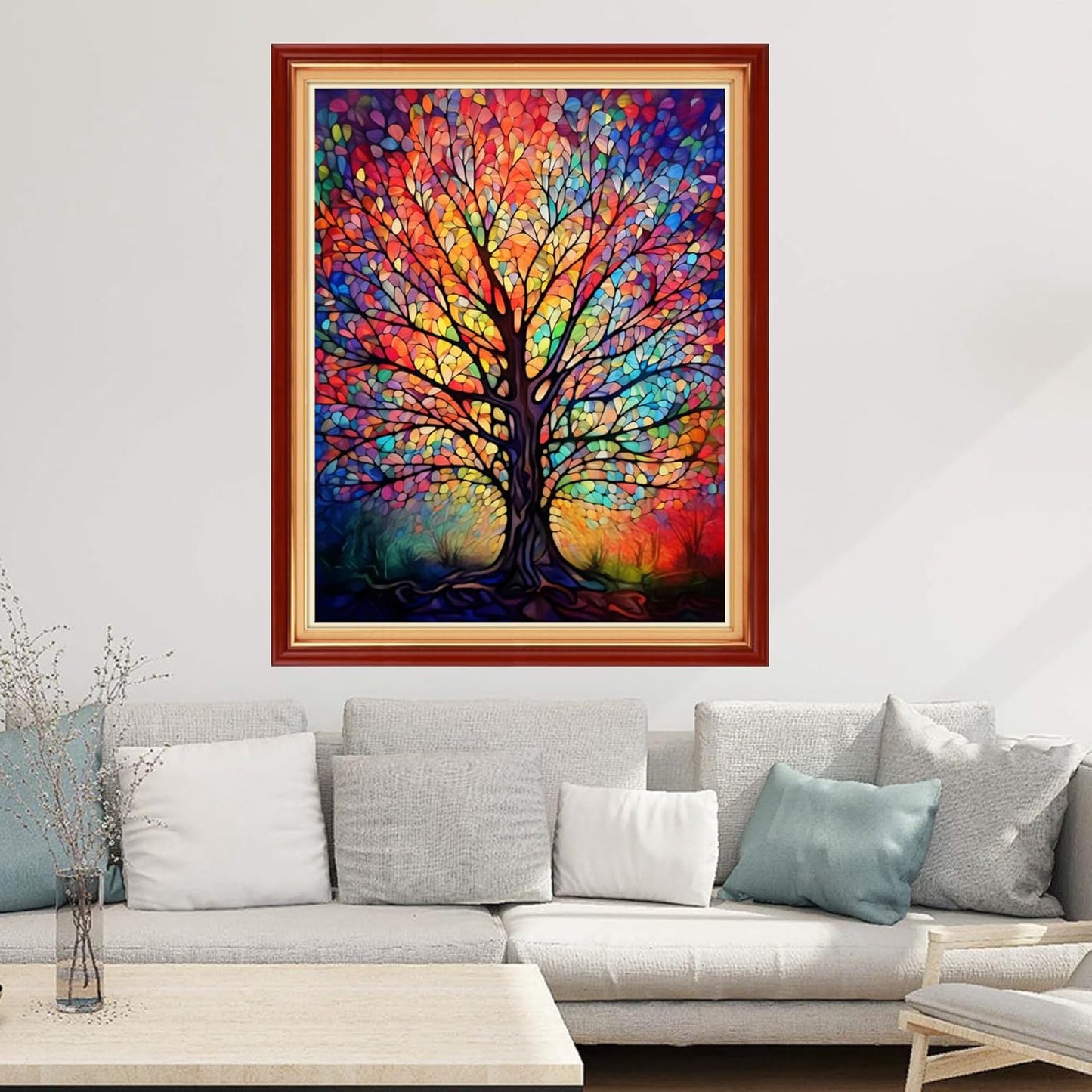 Joyhoor Cross Stitch Kits for Beginners Stamped Cross-Stitch Supplies Needlework preprint Embroidery Kits for Adults DIY Needlepoint Kits Embroidery Patterns 11CT-Magic Color Tree 16x20 inchs