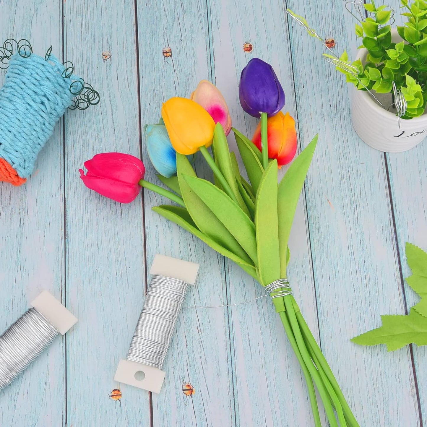 Hapeper 22 Gauge Floral Flexible Wire for Christmas Wreath Tree, Flower Arrangements, 3 Pack 114 Yards (Silver)