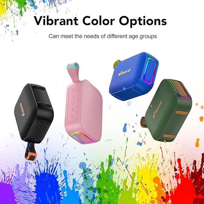 Portable Bluetooth Speaker Waterproof Wireless: IPX5 HD Sound Up to 24H Playtime, Birthday White Elephant Stocking Stuffers for Adults Teens Women Men, Cool Electronics for Outdoor Travel-Pink