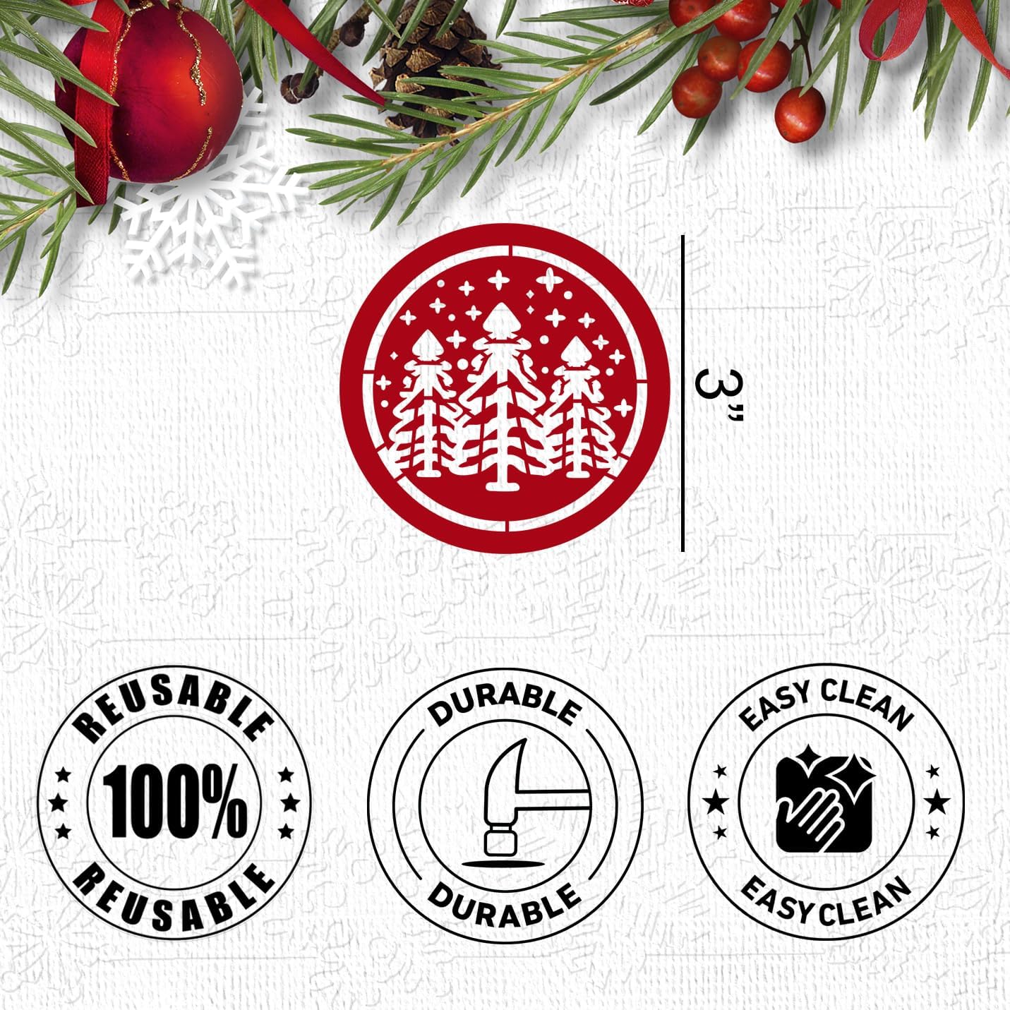 Small Christmas Stencils for Painting on Wood 3” Christmas Stencils for Crafts Reusable Snowman Santa Believe Holiday Draw Templates for Christmas Tree Canvas Window Decor