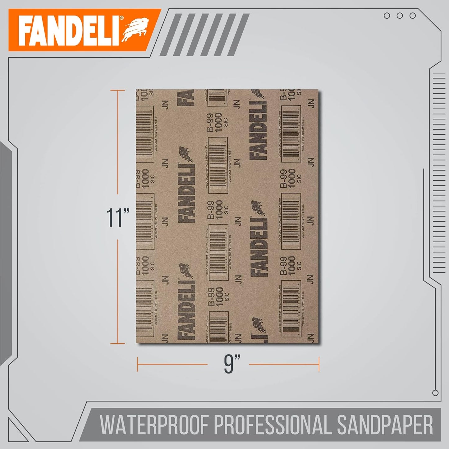 Fandeli | Waterproof Sandpaper | 1000 Grit | 25 Sheets 9'' x 11'' | For Car Polishing, Wood Furniture Sanding and Metal Sanding | Water Resistant