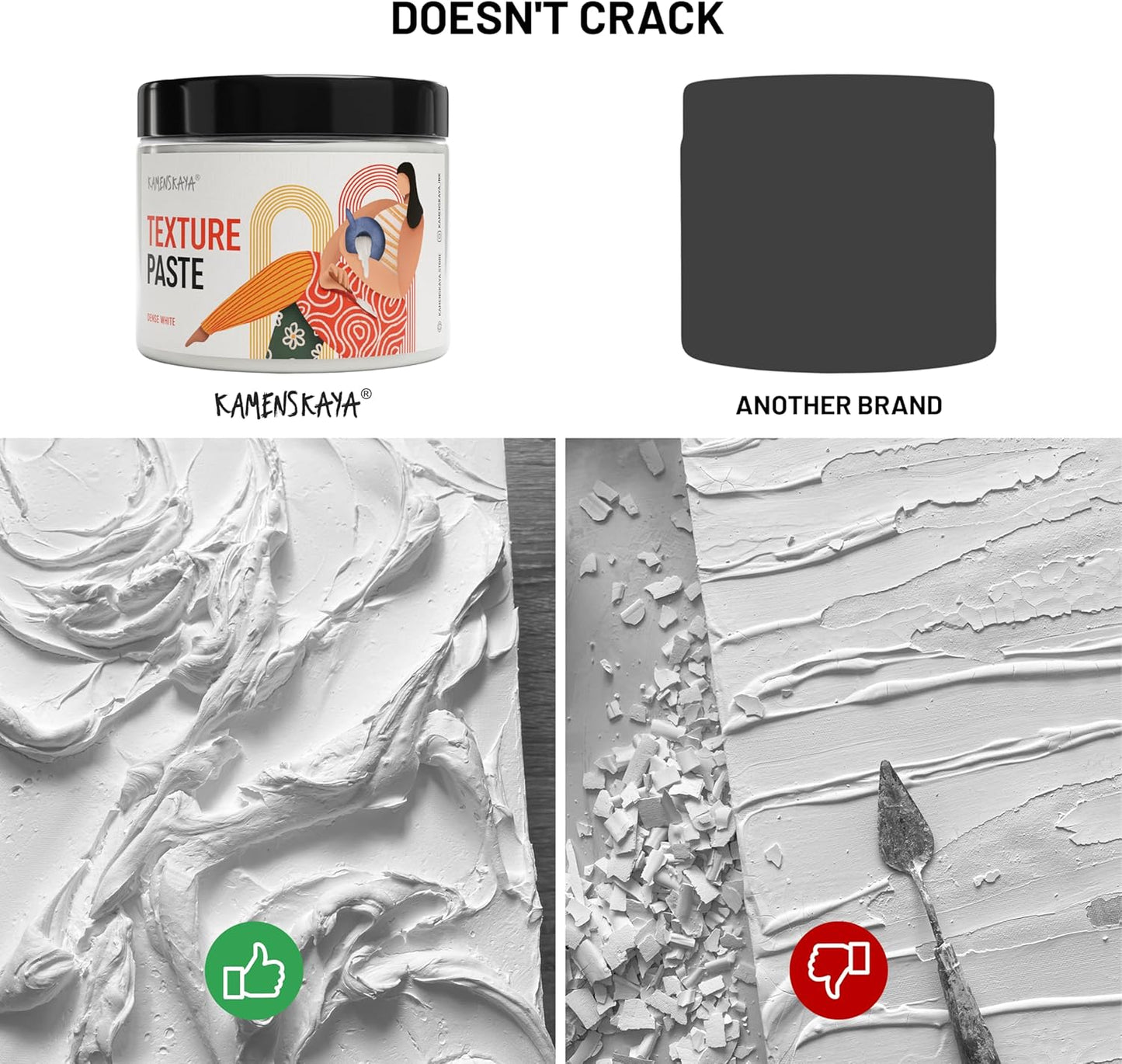 KAMENSKAYA Texture Paste - Modeling Paste Acrylic Medium - Dense White, 16.9 fl oz (500 ml)