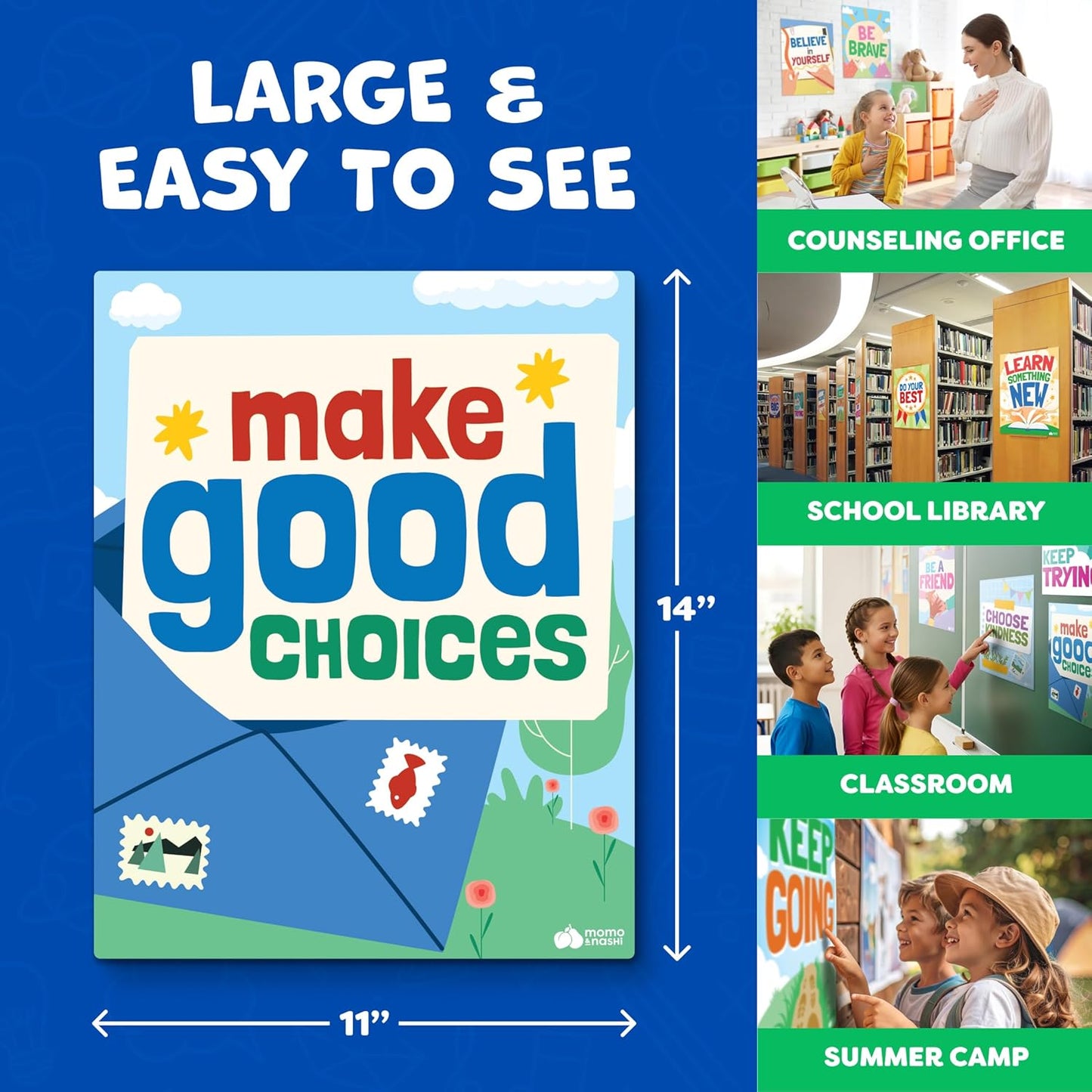 Motivational Posters for Classroom - 14pcs Positive Inspirational Posters for Classroom - Elementary Middle School High School - Positive Affirmation Wall Decor - Motivational Bulletin Board Decorations