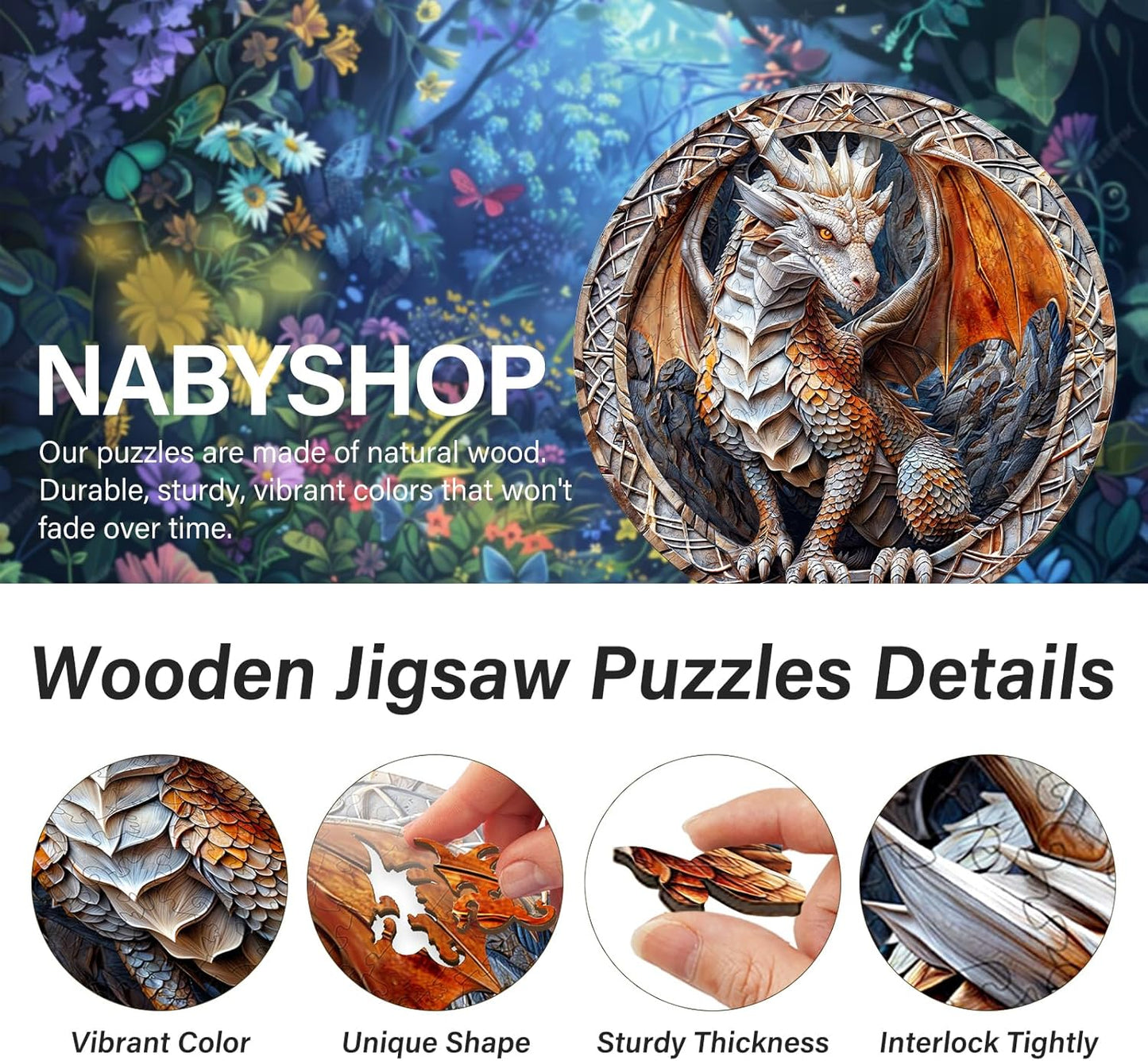 Wooden Puzzles for Adults, Cave Dragon Puzzles, Wooden Flat Puzzles with 3D Visual Effect, Birthday Gifts for Women Men (XL-17.3 * 17.3in 505pcs)