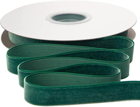 Ribbli Polyester Forest Green Velvet Ribbon,5/8 Inches Continuous10-Yard Spool,Christmas Ribbon for Gift Wrapping,Floral Bouquets, Home Decor