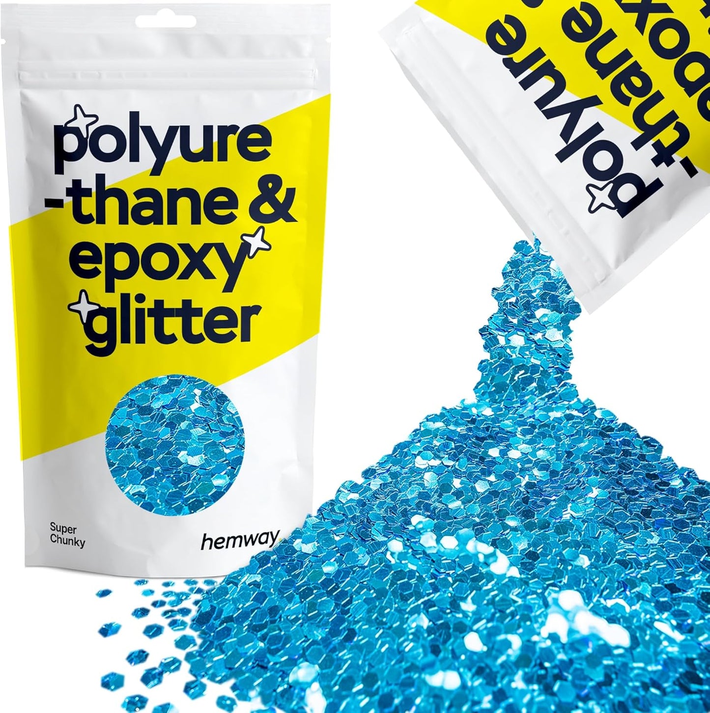 Hemway Glitter for Resin 100g Ocean Blue Metallic Crystals for Epoxy Craft Super Chunky Flakes Tumblers Wax Melt
