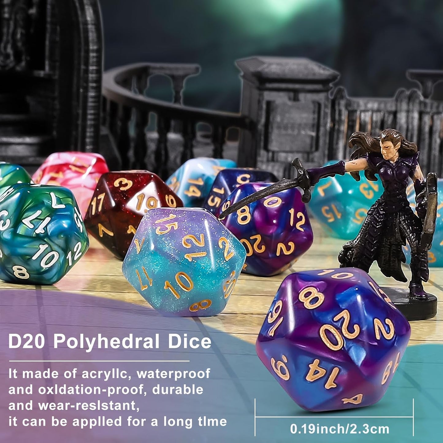 CiaraQ DND Polyhedral Dice (100pcs) with A Dice Bag Compatible with Dungeons and Dragons DND RPG MTG Role Playing Table Games (D20 dice, 10 Two Colors-100pcs)