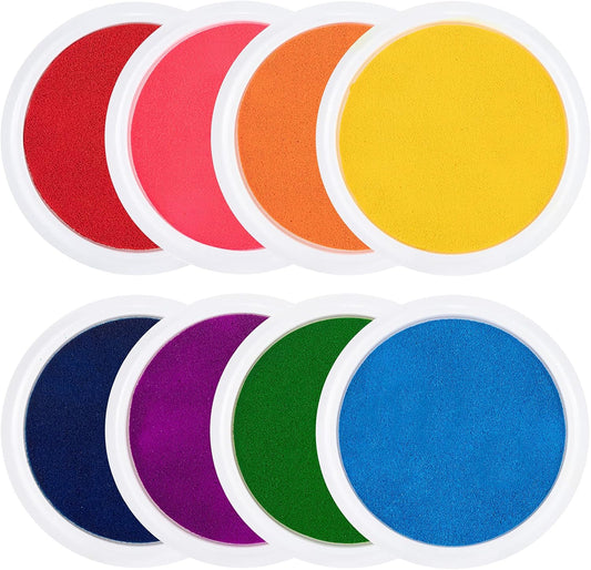7" Large Ink Pads for Kids - Handprint Footprint Size Rainbow Stamps Pad, Safe & Washable Ink Pad for Fingerprint Painting Card Making Stamp Crafting Paper Wood Fabric Scrapbook Kids Birthday Gifts