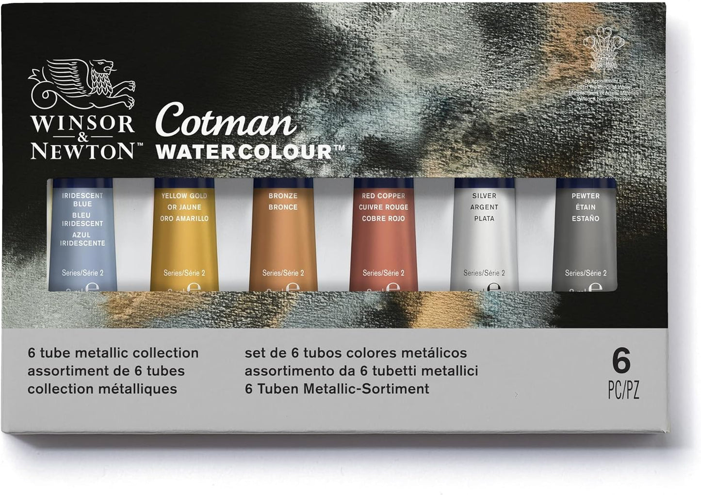 Winsor & Newton Cotman Watercolor Paint Set, 6 Metallic Colors, 8ml (0.27-oz) Tubes