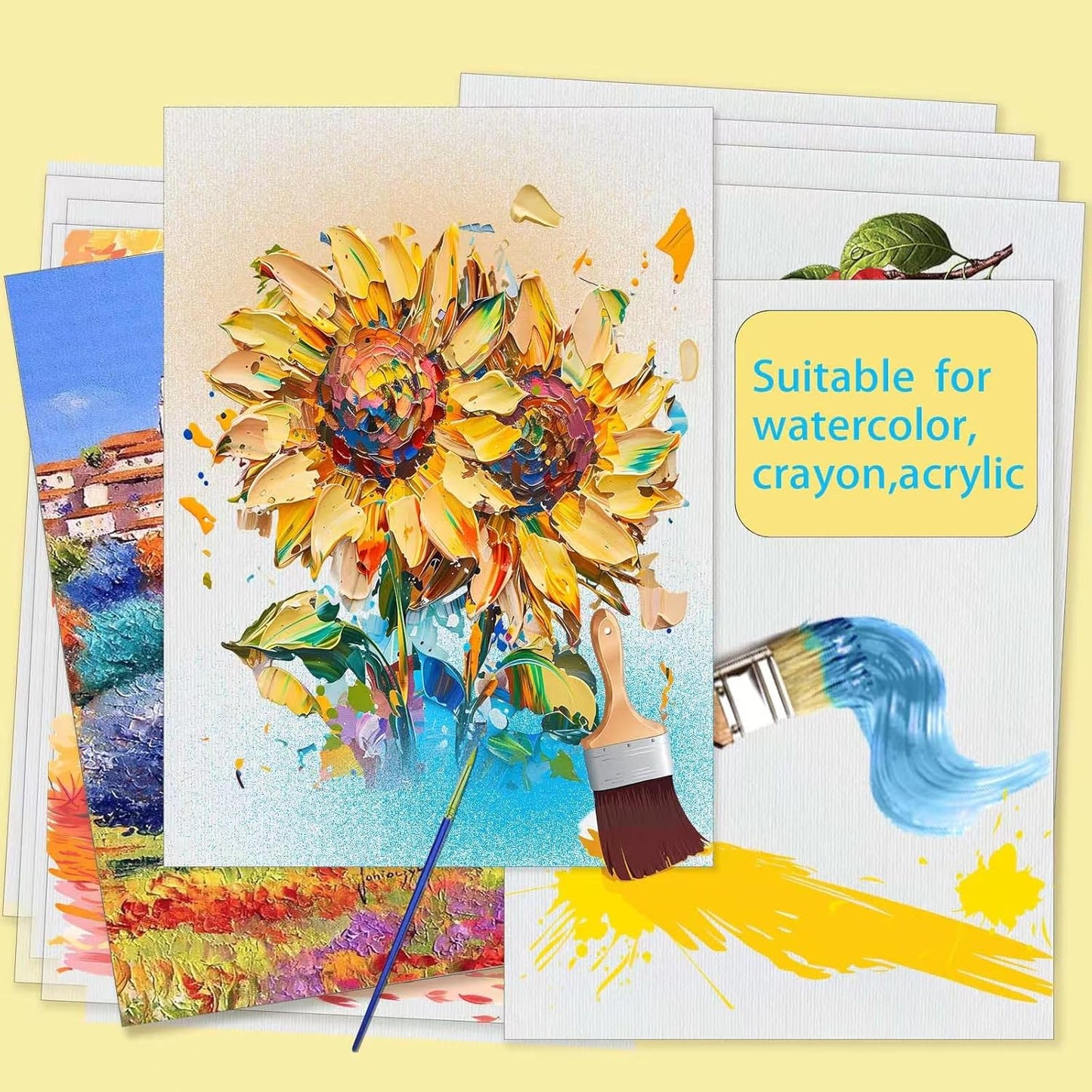 Cotton Watercolor Paper Pad 2 Pack, 9x12 Inch Water Color Paper 140lb/300gsm, Acid-Free Cold Press Textured 40 Sheets for Painting, Drawing, Mixed Media Art Supplies for Artists, Students, Beginners