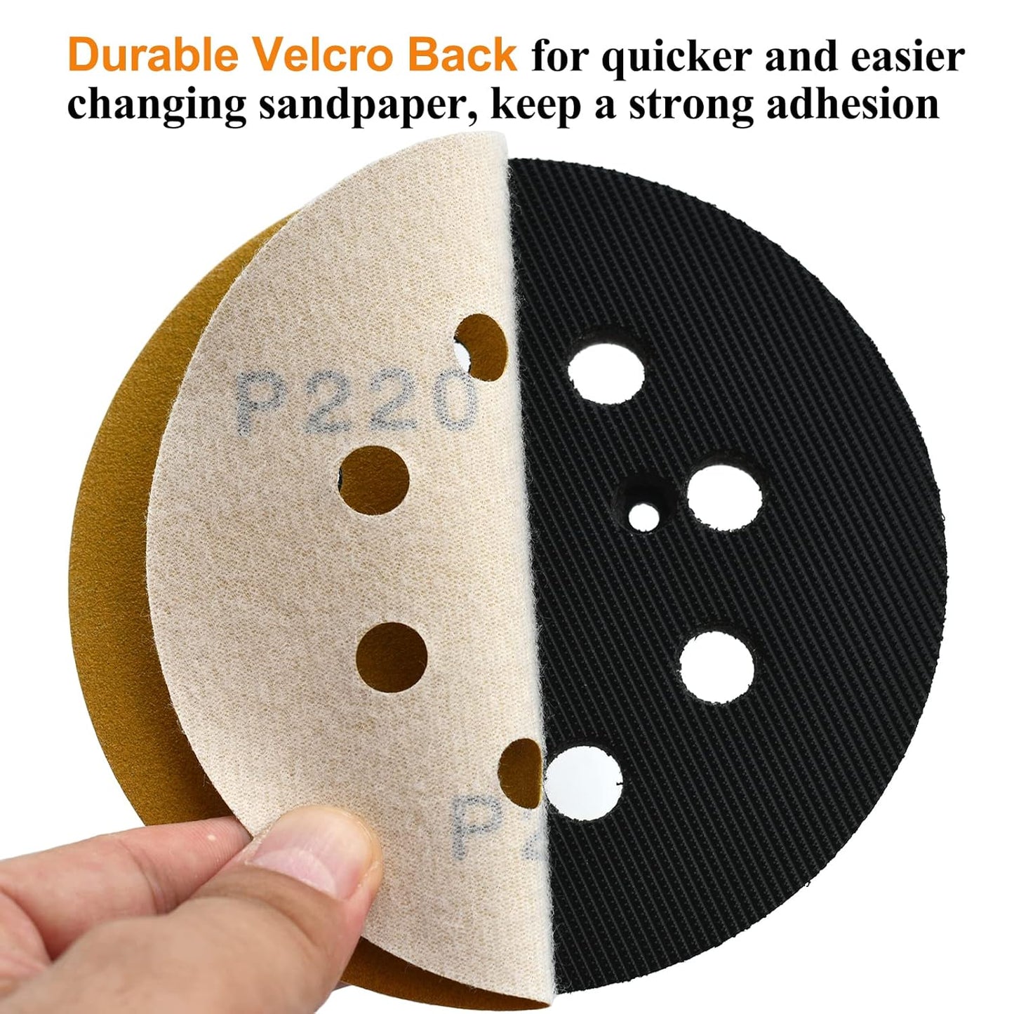 5-Inch 8-Hole Hook and Loop Sanding Discs, 60/80/120/150/220/320/400 Assorted Grits Gold Sanding Disc for Random Orbital Sander, 105-Pack