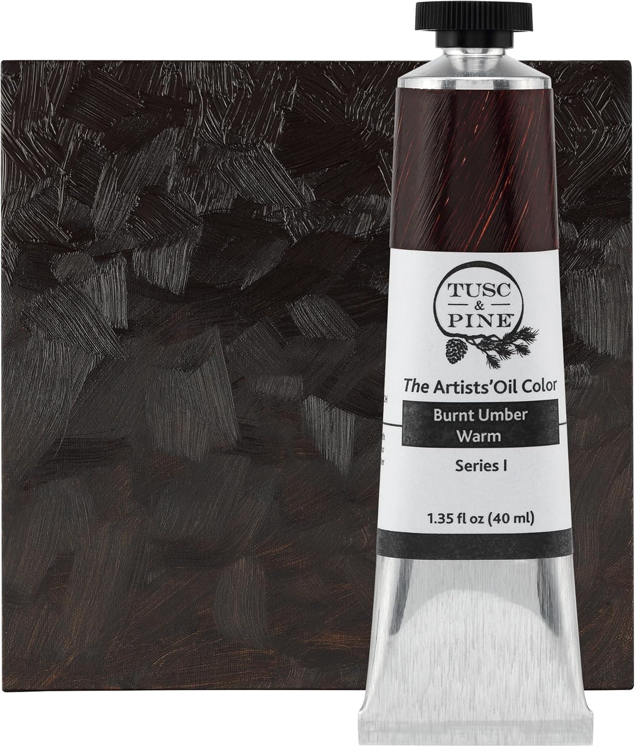 Tusc & Pine Artist Oil Paint - Burnt Umber Warm, 40 ml, Non-Yellowing, Rich & Creamy Consistency, Maximum Pigment Load, Small Batch Milled Oil Paints Made in the USA for Professional Artists