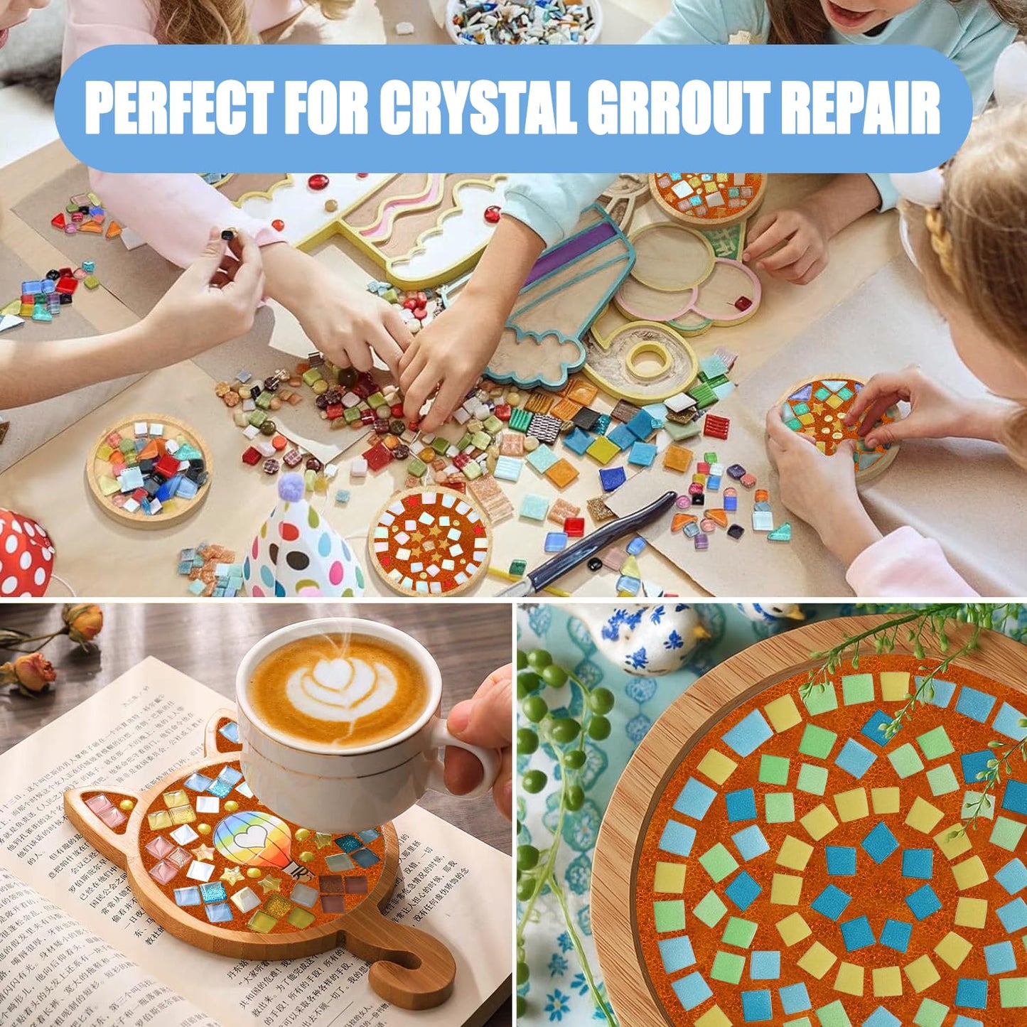 Mosaic Crystal Grout, Mosaics Tile Tools, Mosaic Tile Accessories – Essential for Handmade Grouting and Perfect for DIY Craft Projects (Orange Red, 4.5oz)