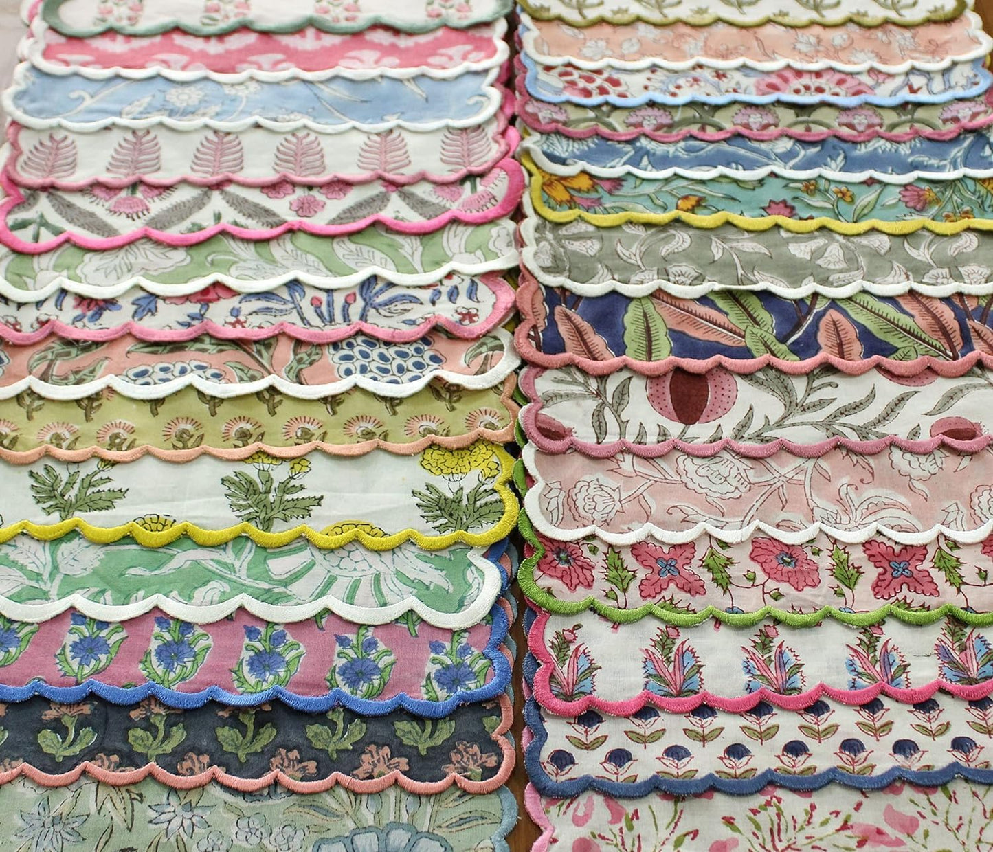 Ridhi Mix Random Hand Block Print Napkins 18" x 18" Set of 8 Reusable Cotton Dinner Napkins for Weddings, Parties & Everyday Dining, Thanksgiving, Christmas, Fall