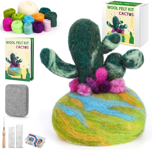 Yizzvb Needle Felting Kit for Beginners Adults, Complete Plant Wool Felting Set with 100pcs Sewing Pins, Felting Needles, Wool, Pad & Instructions, DIY Craft Kit for Home Decor & Creative Projects