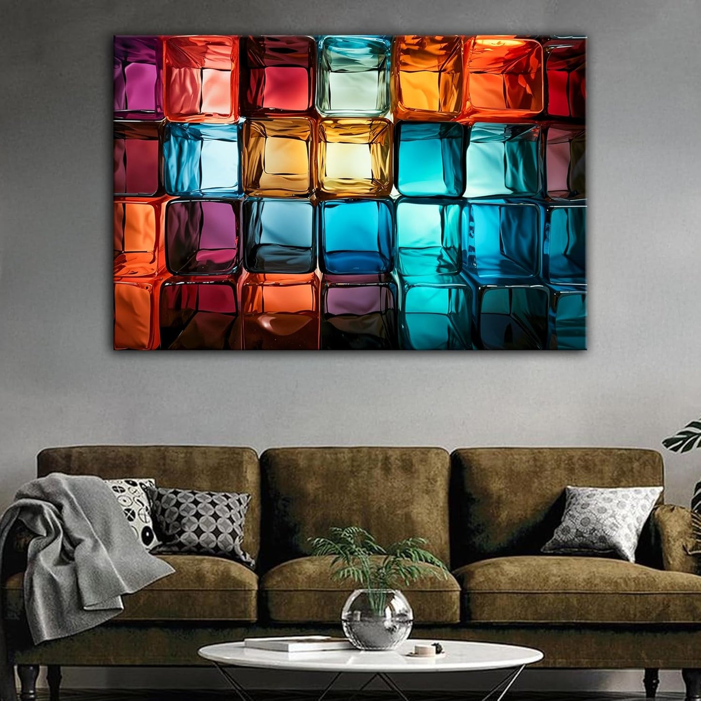 SpiritualHands Magical Light Play and Stunning Colors Tempered Glass Wall Art Painting for Living Room, Tempered Glass Modern Prints Decor, Large Vivid Color Panel for Bedroom, Kitchen, or Office