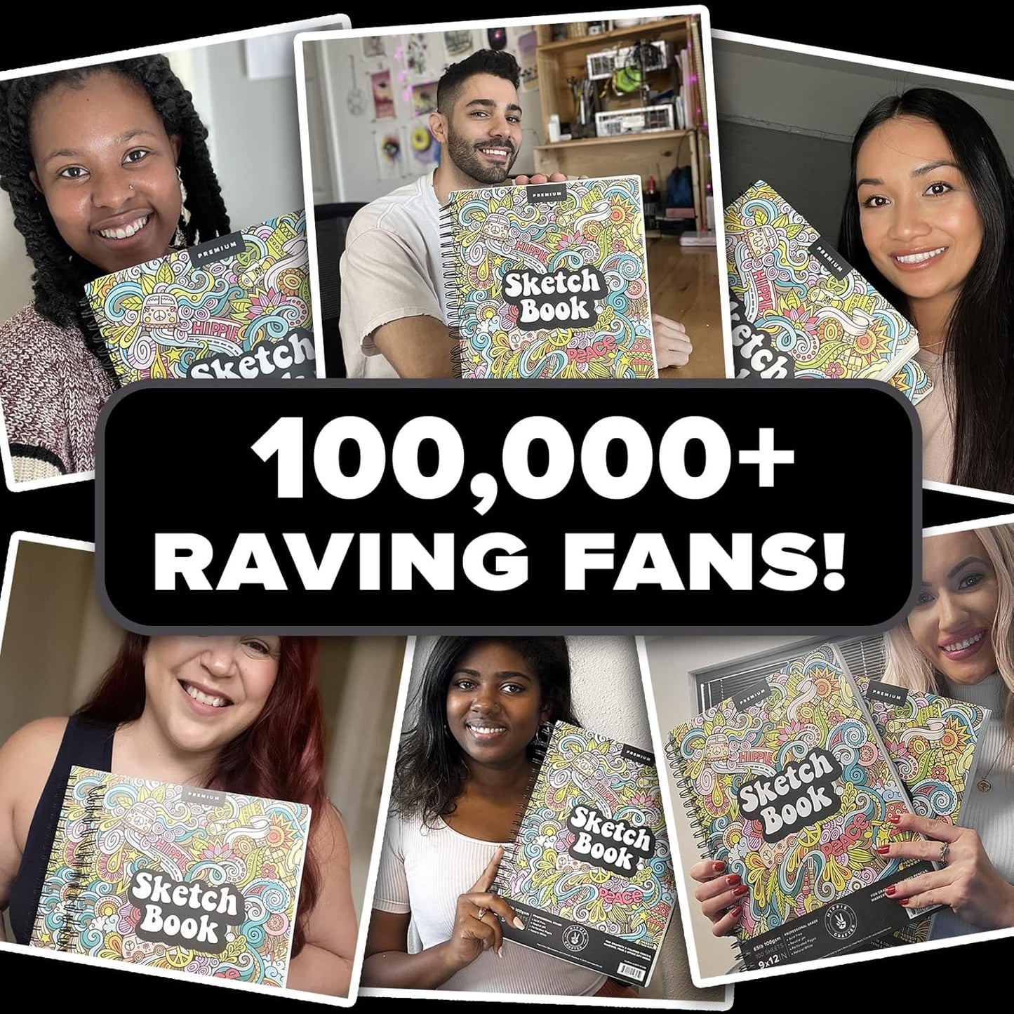 Marker Sketch Book Pack, 9 x 12 Inches Spiral-Bound Sketchpad, 2 Pads, 100 Sheets, 65lb Paper for Drawing and Markers, Ideal for Adults and Artists