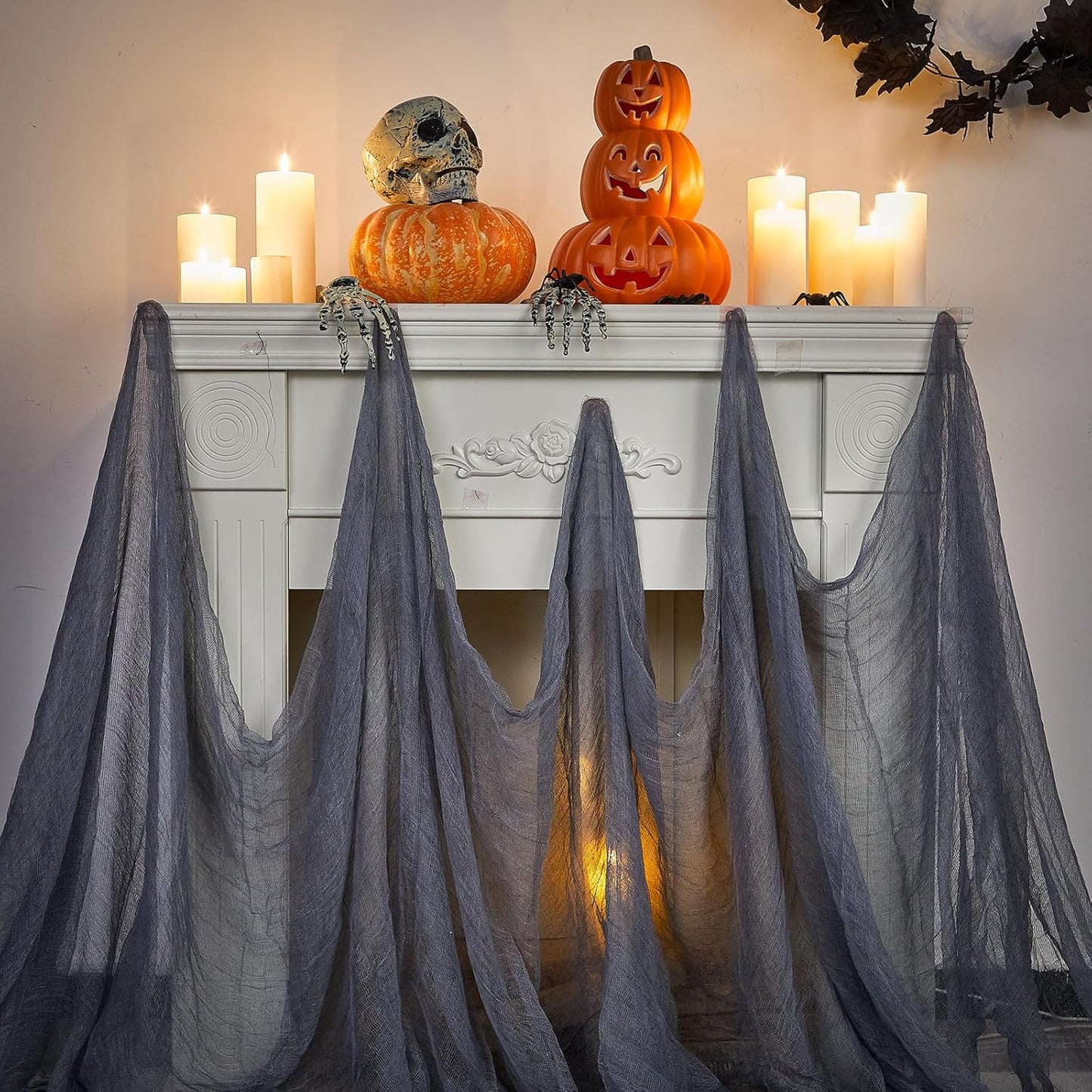 Boao Halloween Cheese cloth 84.65 x 393.7 Inch Gray Cheesecloth Roll for Crafts Large Cotton Muslin Gauze Fabric for Halloween Outdoor & Indoor Spooky Decoration