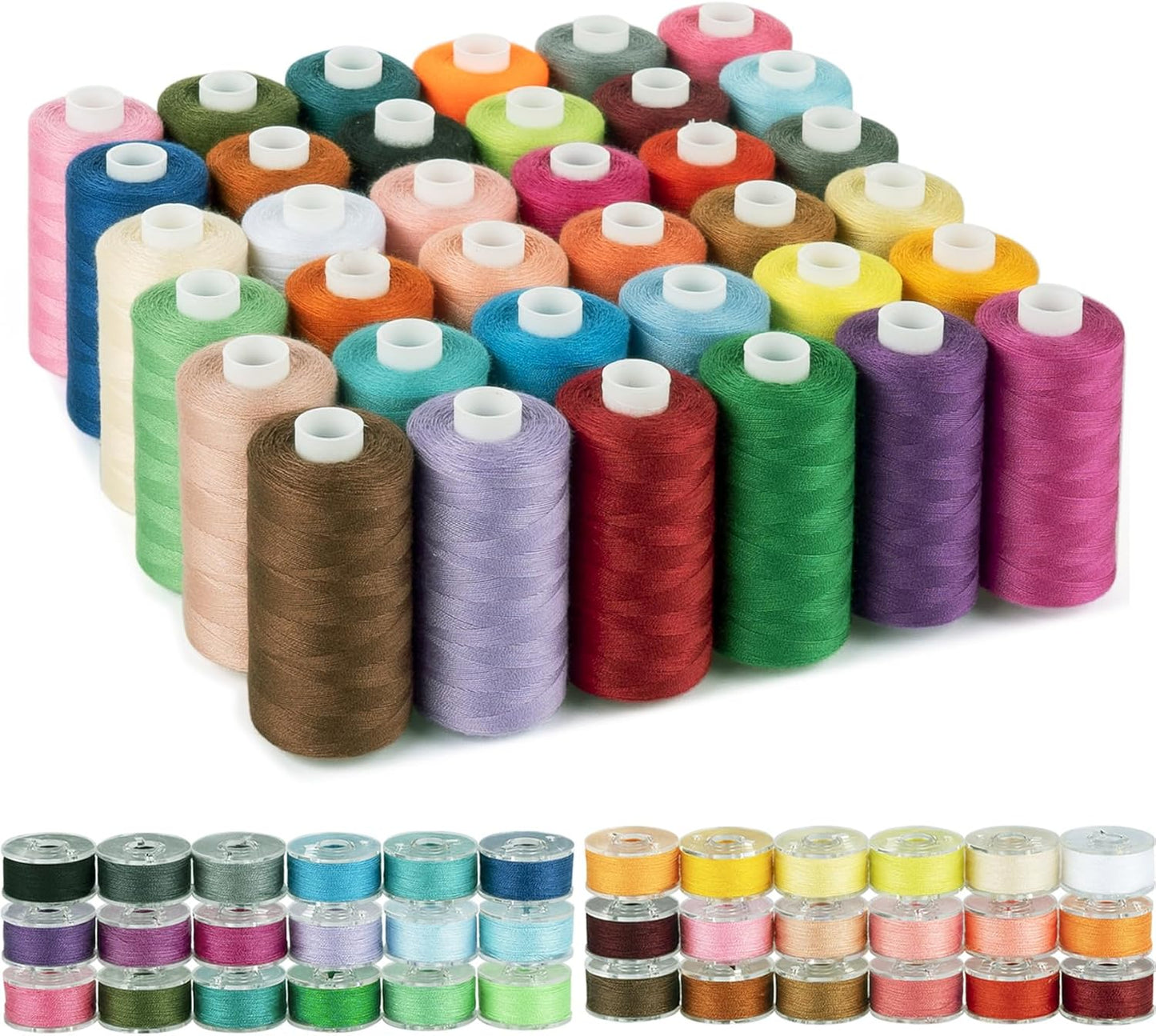 72 Pcs 36 Colors Sewing Thread Assortment, 550 Yards Polyester Thread for Sewing with 50 Yards Prewound Bobbins Threads, Threads for Machine Hand DIY Beginners, Stitching, Home
