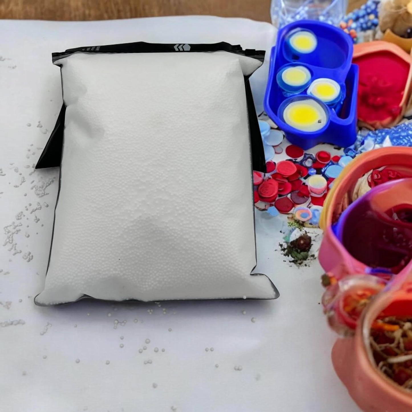 White Polystyrene Foam Beads (2-3mm) – 100,000 Pieces, 5000ML – Mini Foam Balls for Crafts, DIY Slime, Vase Fillers, Party Decorations & Sensory Projects (Pack of 2)