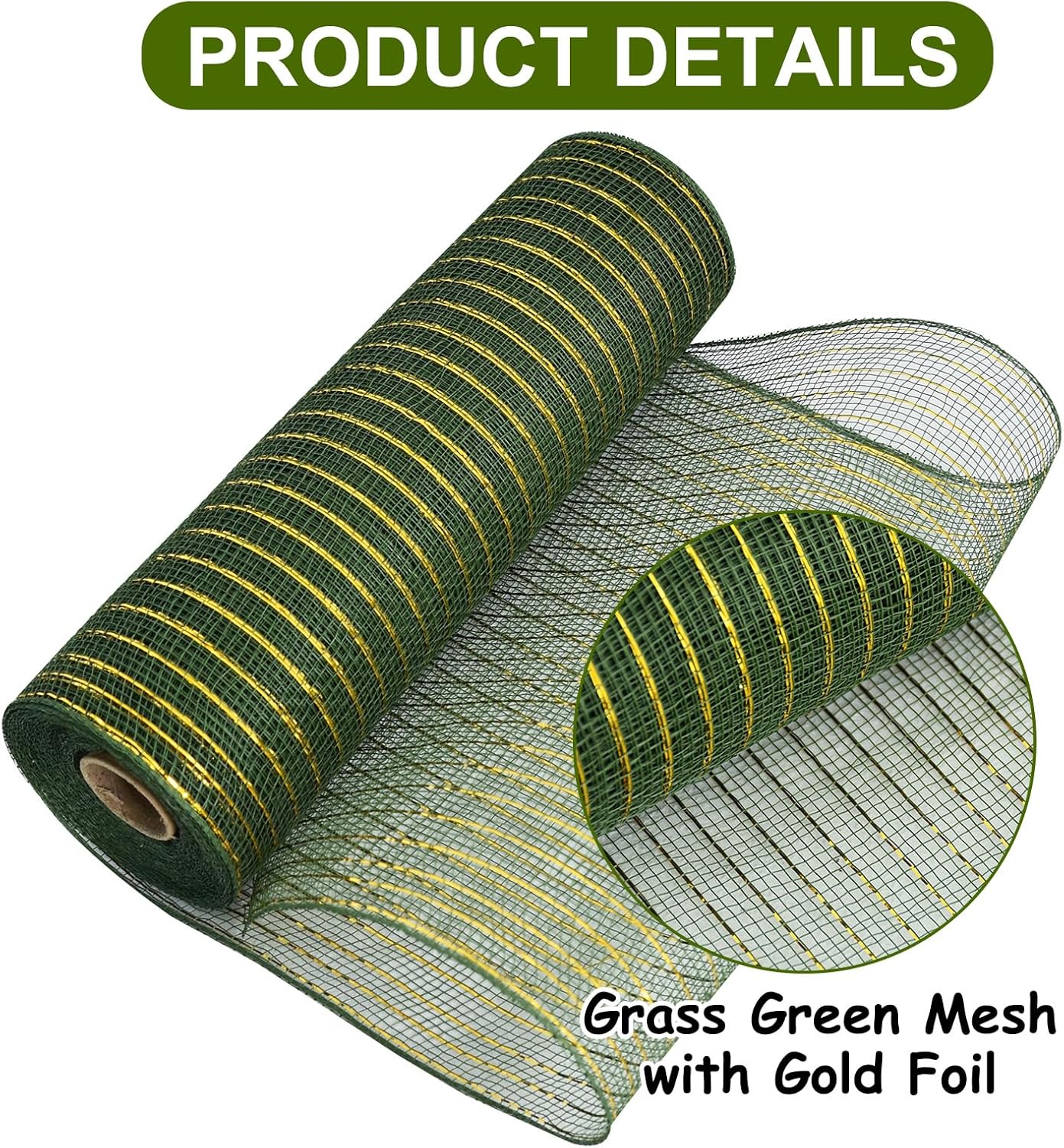 TONIFUL 2 Rolls 10 Inch Sage Green Decorative Mesh Ribbbon Rolls, Fabric Mesh with Foil for Wreath Supplies, Front Door Wreath Crafts Tree Decor Christmas NewYears Halloween Decoration (10 yds/roll)