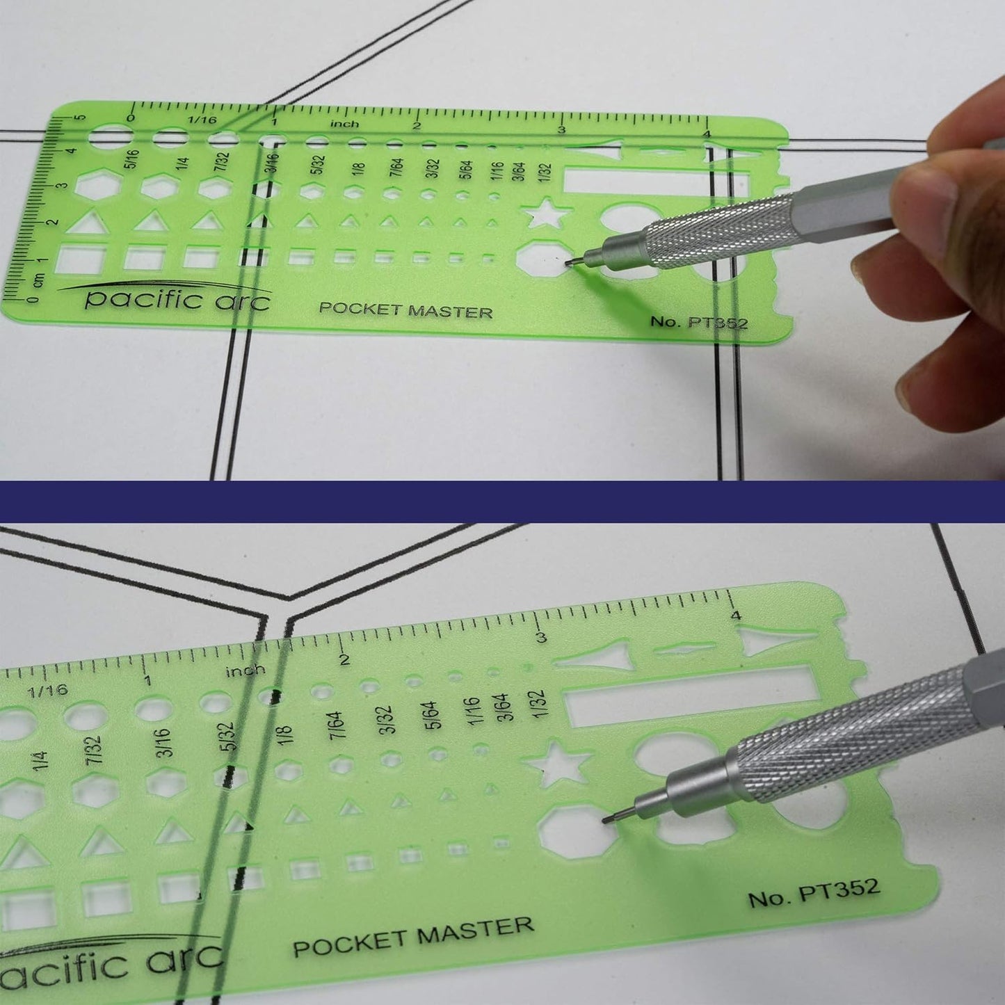 Pacific Arc Pocket Master Template Guide, Featuring Perfect Circles, Hexagons, Triangles, and Squares