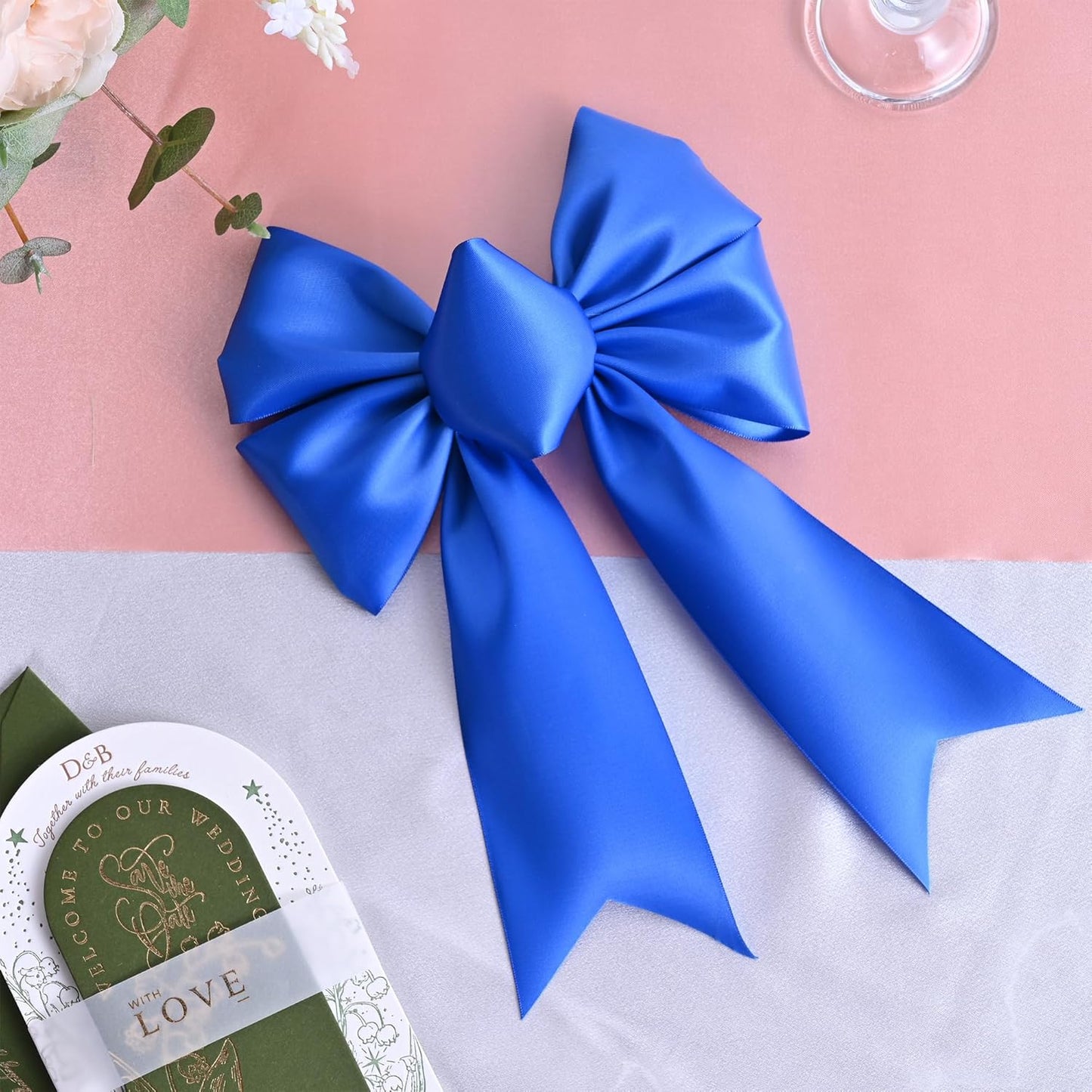 Royal Blue Satin Ribbon 3 Inch X 15 Yards Solid Color Double Faced Ribbons Perfect for Crafts Wedding Decor Bow Making Arts Sewing and More