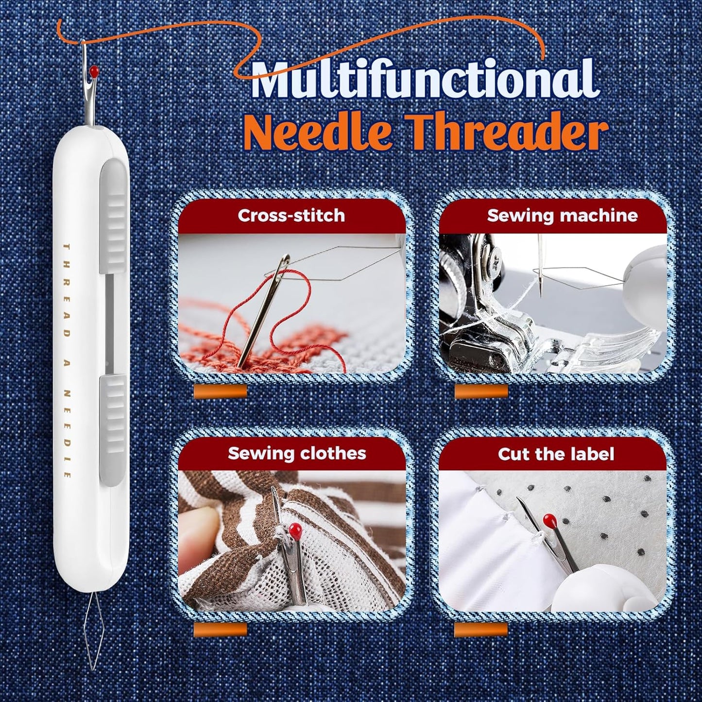 2 in 1 Needle Threader Seam Ripper Tool for Easy Needle Threading and Stitch Removal, Multifunctional Hand Sewing Tools Automatic Threading Tool Stitch Ripper (Beige & Green & White)