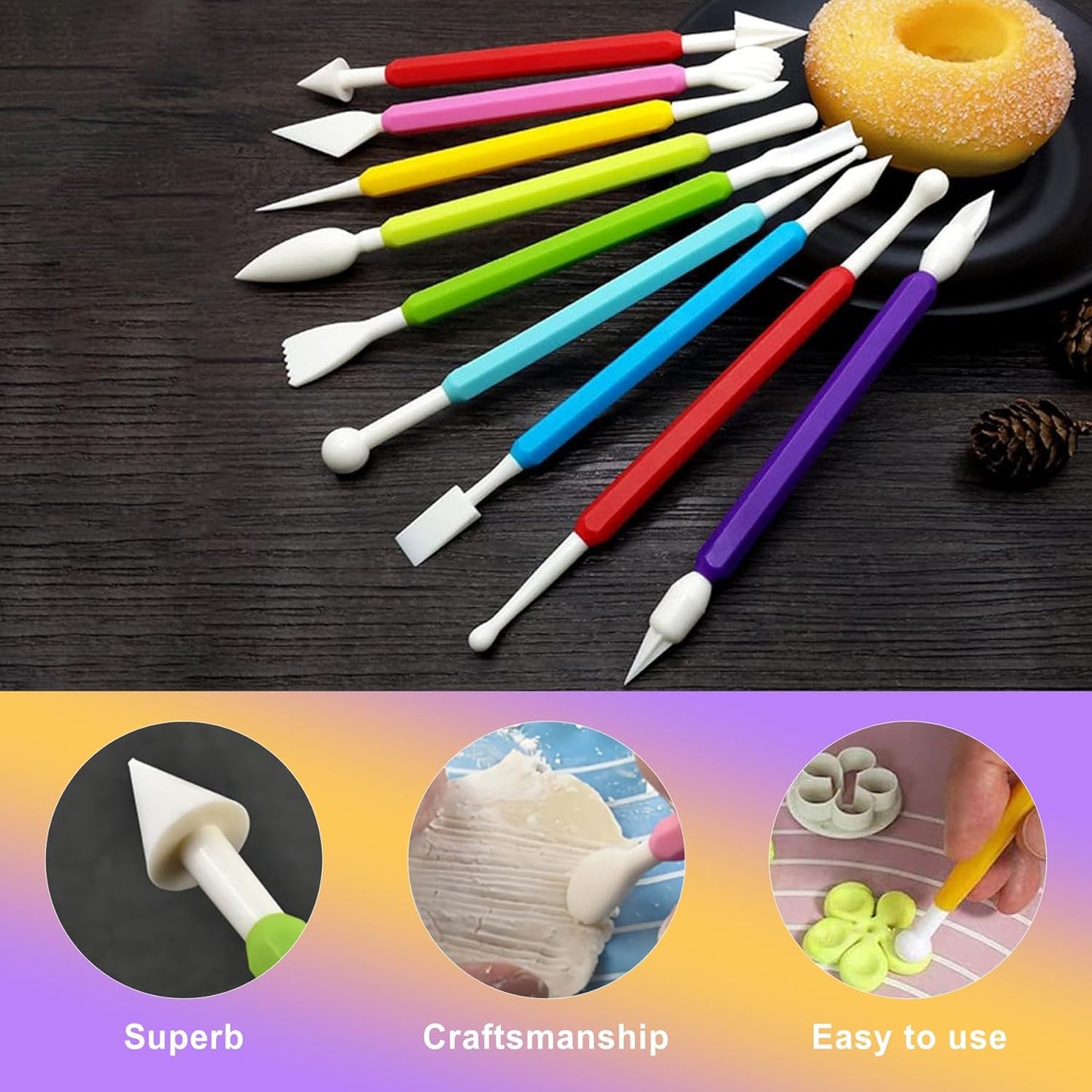 ZeriLion 9 Pcs Clay Sculpting Tools Set for Adults, Double-Ended Pottery Carving and Modeling Tools for Professional Air Dry and Polymer Clay Crafting