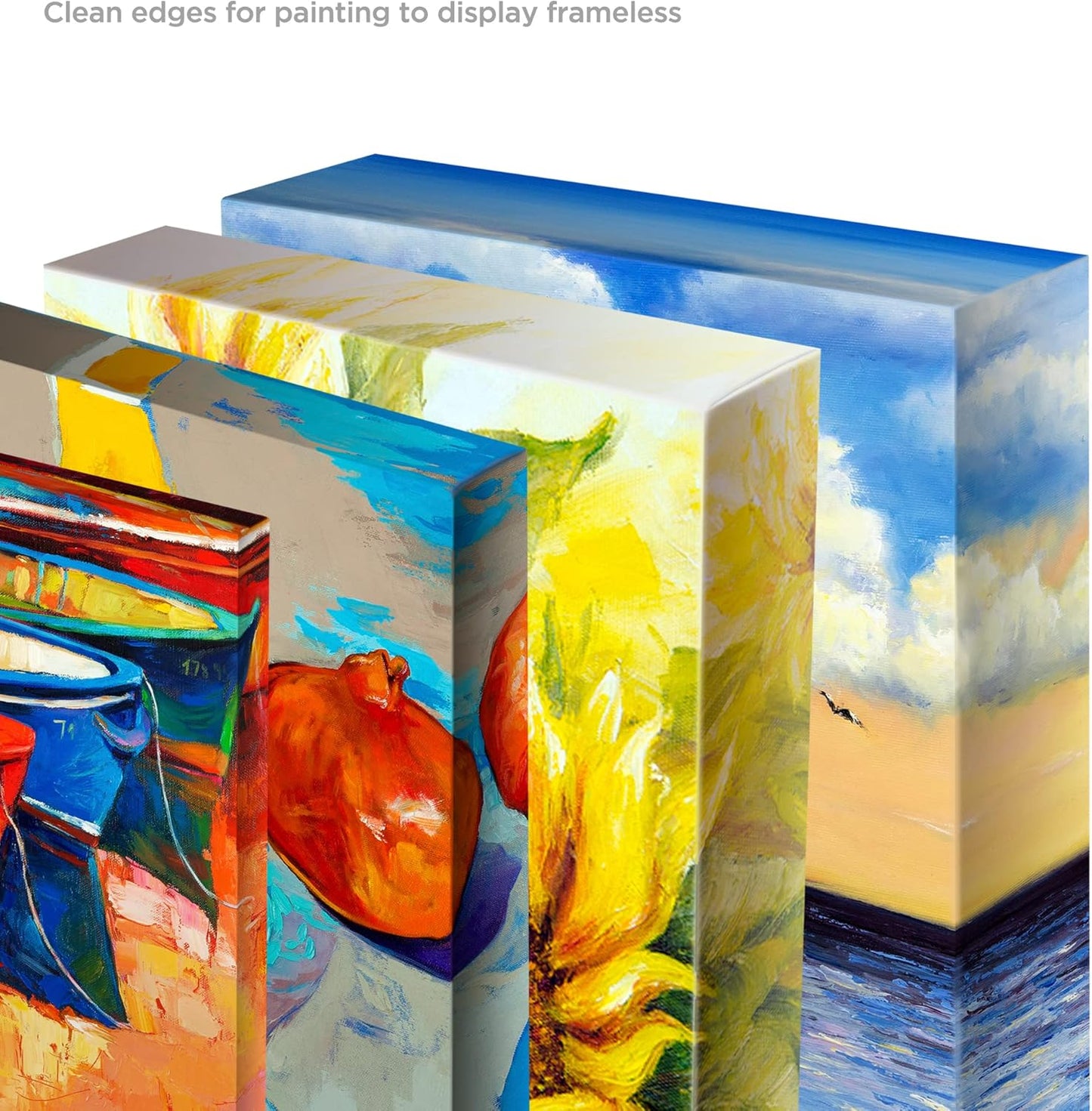 Creative Mark The Edge Deluxe Cotton 1-1/2" Deep Stretched Canvas for Painting, 12x24" Pack of 3, 14oz. Primed Weight, Universal Archival Priming, Medium Tooth, Frameless Artwork Canvas for Painters