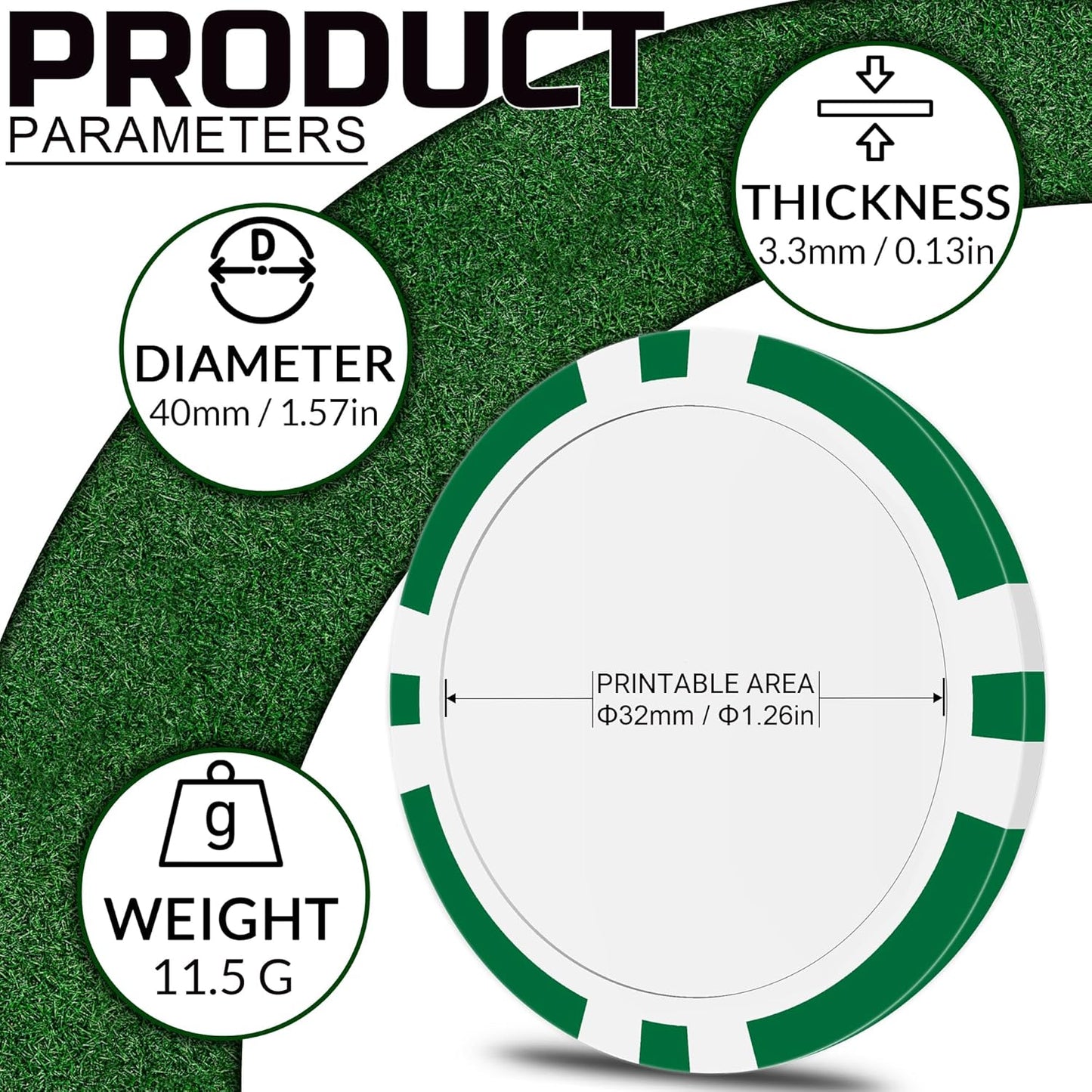 50 Custom Poker Chips, Personalized with Your own Logo, Photo or Text - 11.5g Casino Chips for Poker Gram, Tournaments, Business Card, Token