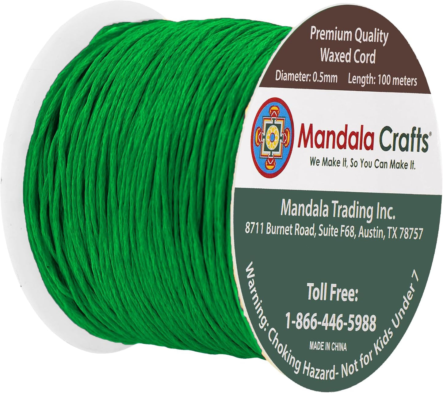 Mandala Crafts 0.5mm 109 Yards Kelly Green Cotton Waxed Cord for Jewelry Making Bracelet Cord Waxed String - Beading String Thread Jewelry Cords for Necklaces String