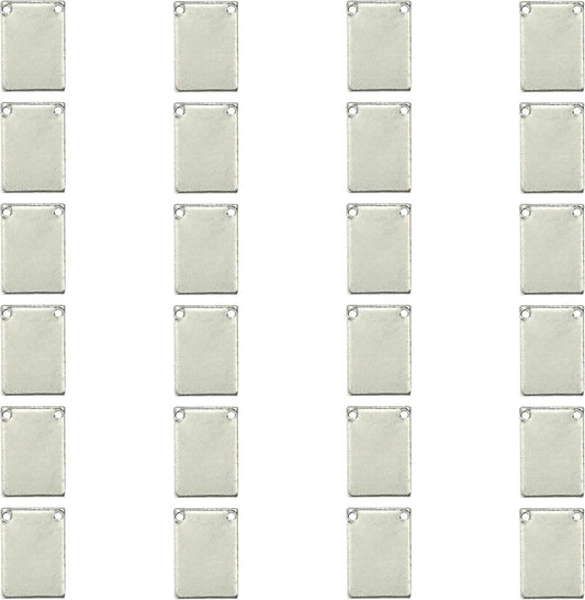 ImpressArt - Premium Metal Stamping Rectangle Blanks for Metal Stamping and Jewelry Making (24 Pack) (7/16" x 3/4" Rectangle w/ 2 Holes, Alkeme)