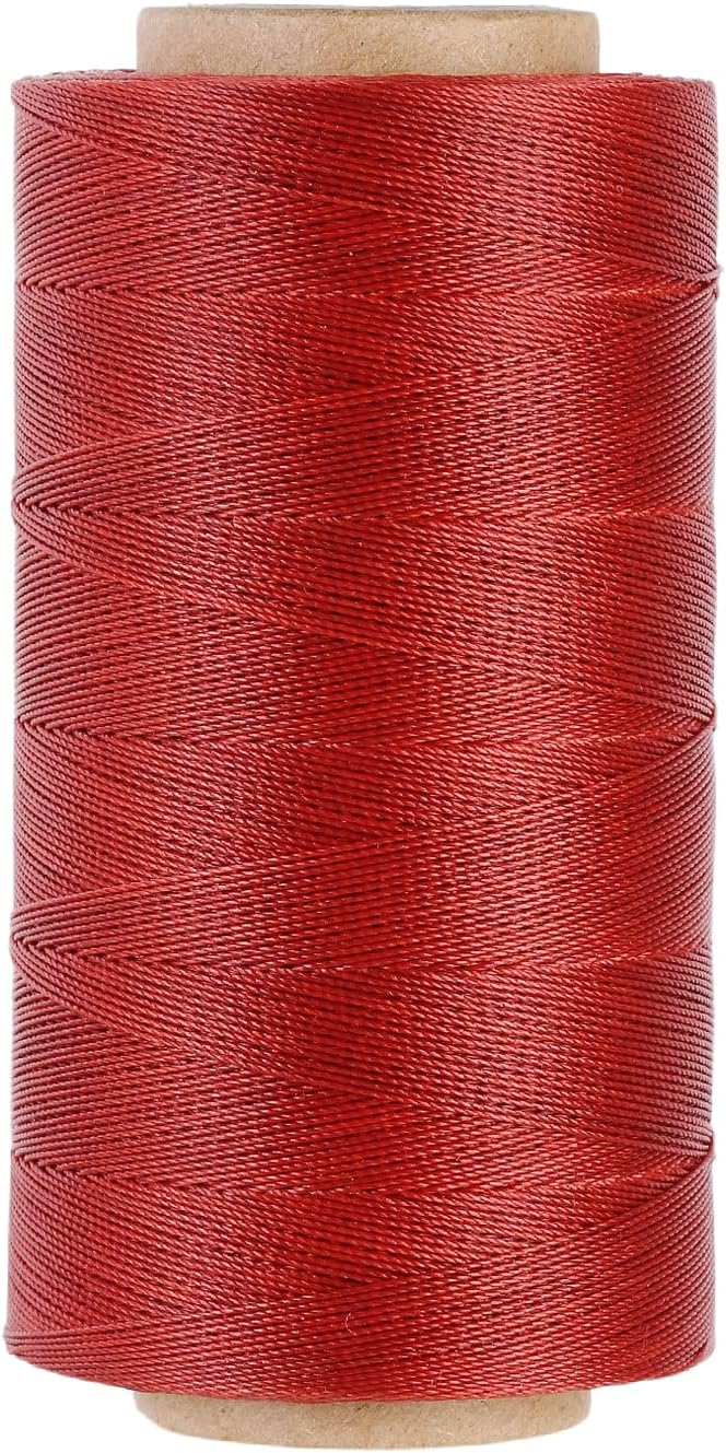 Thin Wax Polyester Thread, 0.45mm, 547 Yards, 3 Ply Round Waxed Cord Strings for Sewing, Beading, Binding, Micro Braiding, Fine Leather Craft and Micro Macrame Jewelry - Rust Red