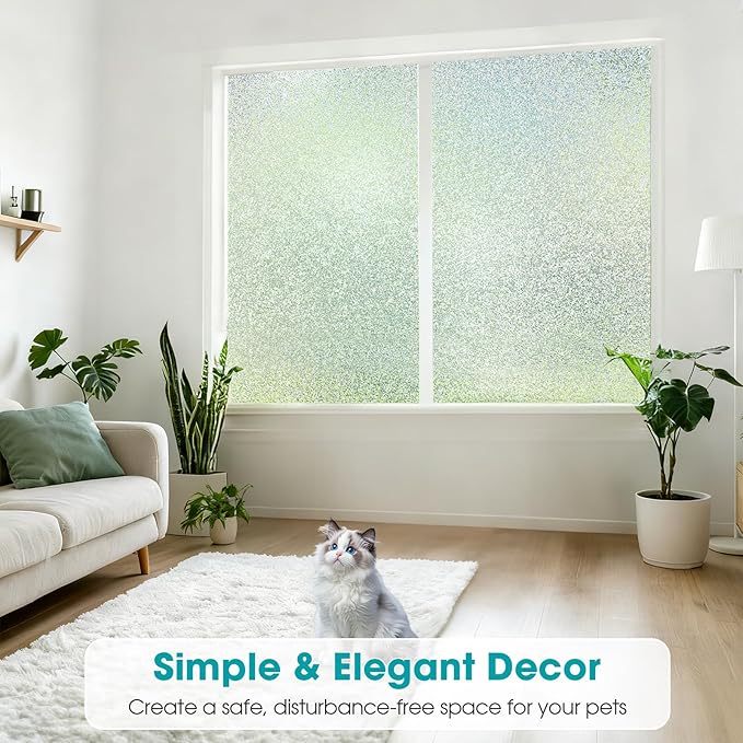Coavas Window Privacy Film Frosted Glass Static Clings, Decorative Bathroom Door Privacy Film Day and Night, Heat UV Blocking Anti-Glare Frosting Stickers Renter Non-Adhesive, 29.5 x 78.7 Inch, Silver