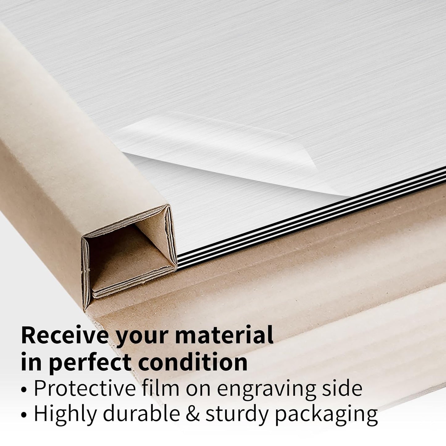 Trotec | Metallic Looking Acrylic Sheet | 12"x12"x1/8", 8 Pcs | Brushed Aluminum/Black | Metallic Finish - Scratch Resistant for Laser Engraving & Cutting,Printing,Glowforge,Name Plate | USA Made