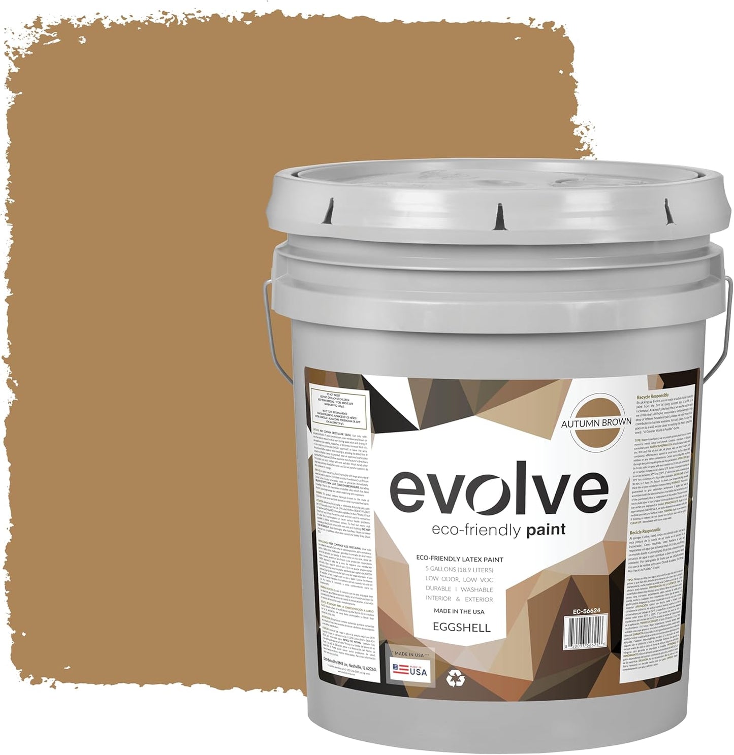 EVOLVE Paint & Primer: Environment-friendly, Low Sheen with One-coat Coverage for Interior & Exterior surfaces (Autumn Brown, 5-Gallon)