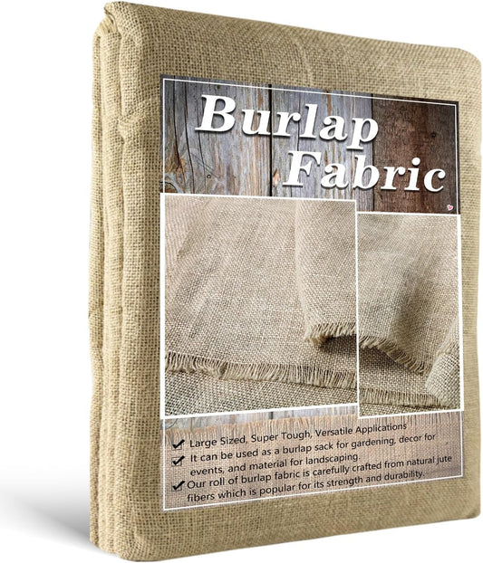 Burlap Fabric Roll, 12" x 30 Feet Burlap Garden Fabric Natural Jute for Decorations, Crafts, Weddings, Table Runner, Landscaping, Plants & Tree Covering