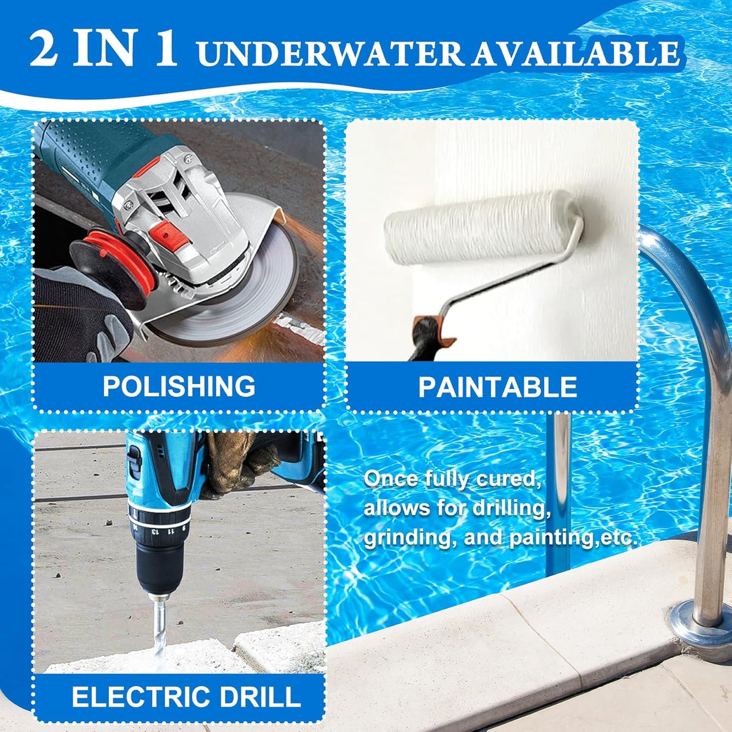 Epoxy Sculpt Clay - 16oz Epoxy Putty for Epoxy Sculpt, 2 in 1 Underwater or Above Fast Repair, Fix Leaks, Cracks, Filling, Sculpting - 2 Part Pool Putty for Metal, Tile, Concrete, Plastic, Ceramics